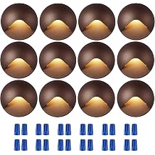 CLOUDY BAY [12 Pack] Anti-Glare Low Voltage LED Deck Lights - 12-24V Recessed Step Riser, IP65 In-Ground Outdoor, 2700K Warm White, Aluminum Housing, Oil Rubbed Bronze Finish