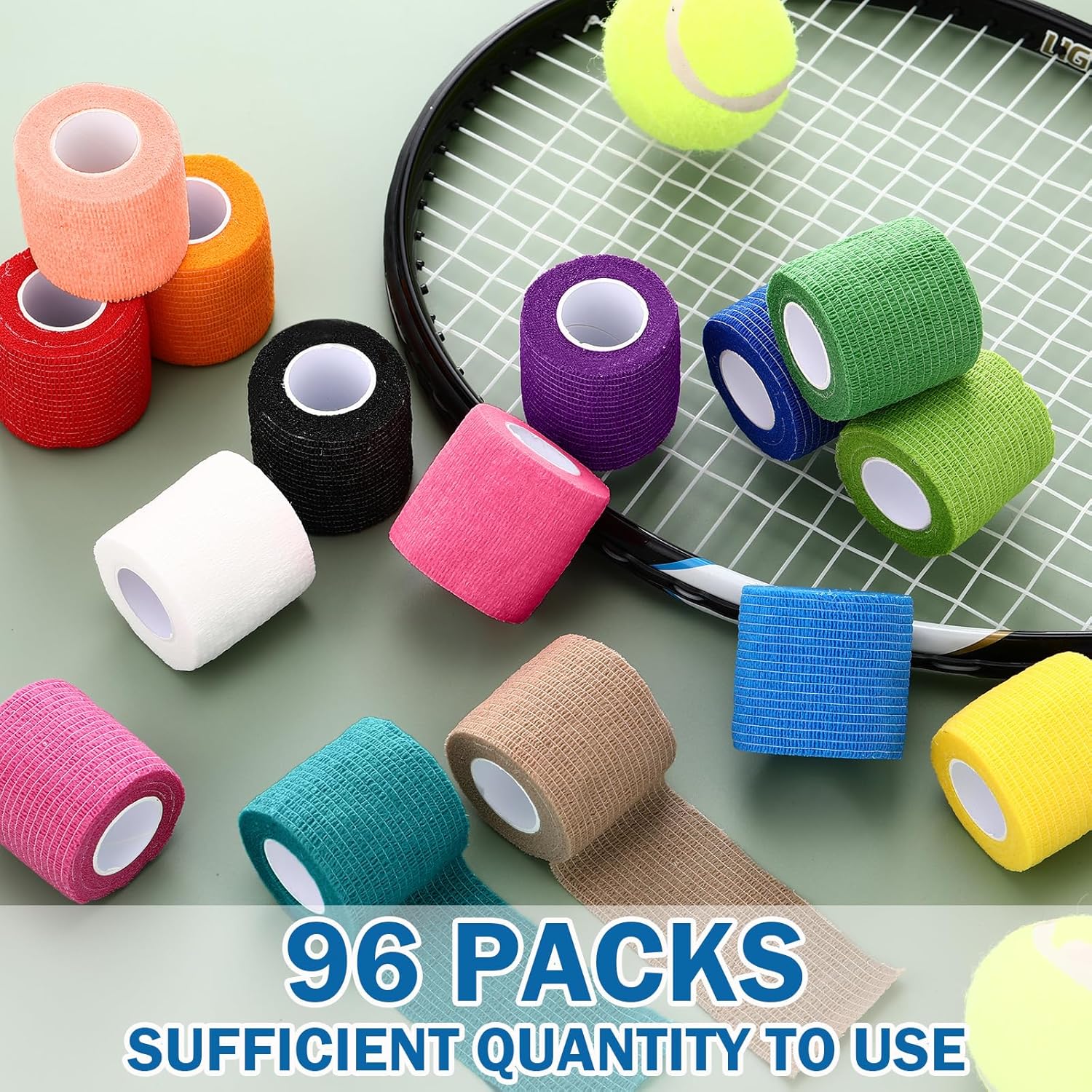 Treela 96 Pack Self Adhesive Bandage Wrap 2 Inch X 5 Yard Self Adherent Cohesive Bandages Elastic Athletic Sports Tape Breathable Wound Tape for Stretch Athletic Wrist Ankle (15 Colors) - Image 3
