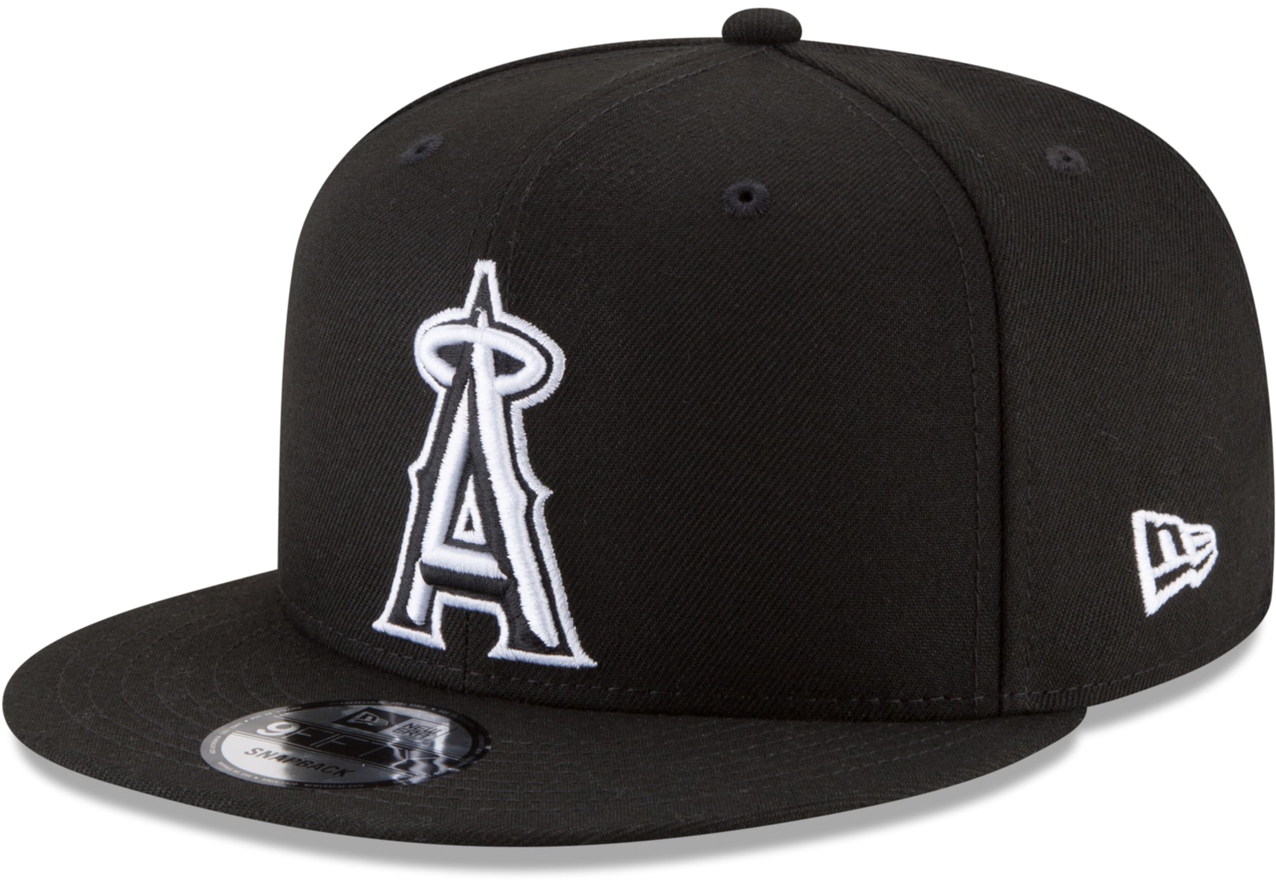 New Era Unisex-Adult MLB 9Fifty Black White Primary Logo Adjustable Snapback Hat Cap One Size Fits All, Los Angeles Angels, One Size
