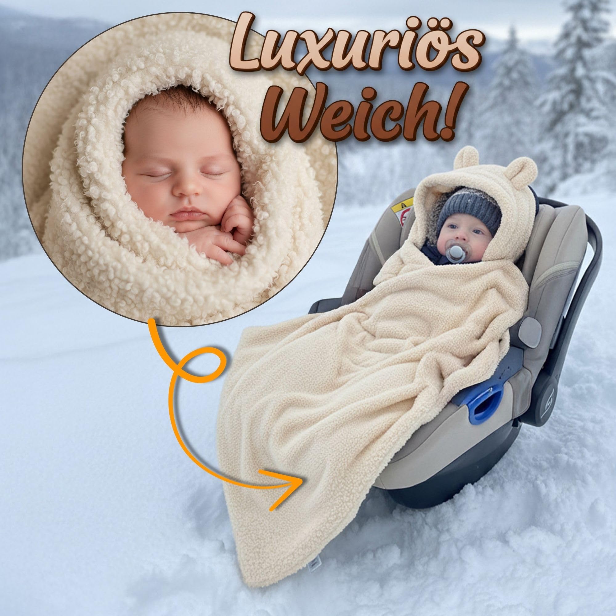 Copertina Avvolgente Seggiolino Auto Neonato Sacco Nanna Invernale Footmuff Passeggino Accessorio Neonati Bimbi Piccoli Calda Morbida
