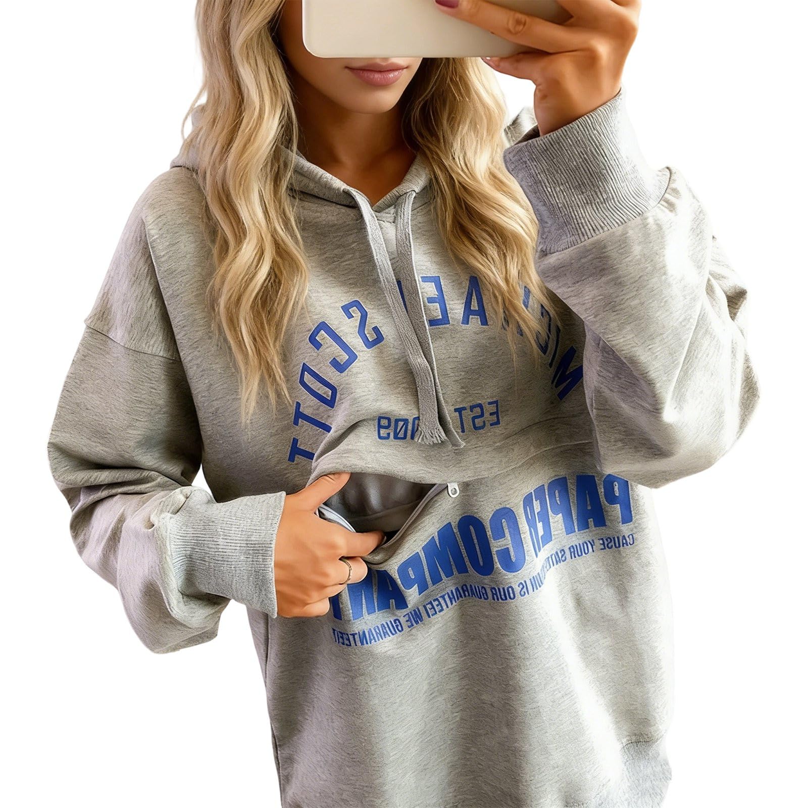 Generisch Cómoda blusa para embarazo, lactancia, blusa de lactancia con cremallera frontal, ideal para uso diario al aire libre