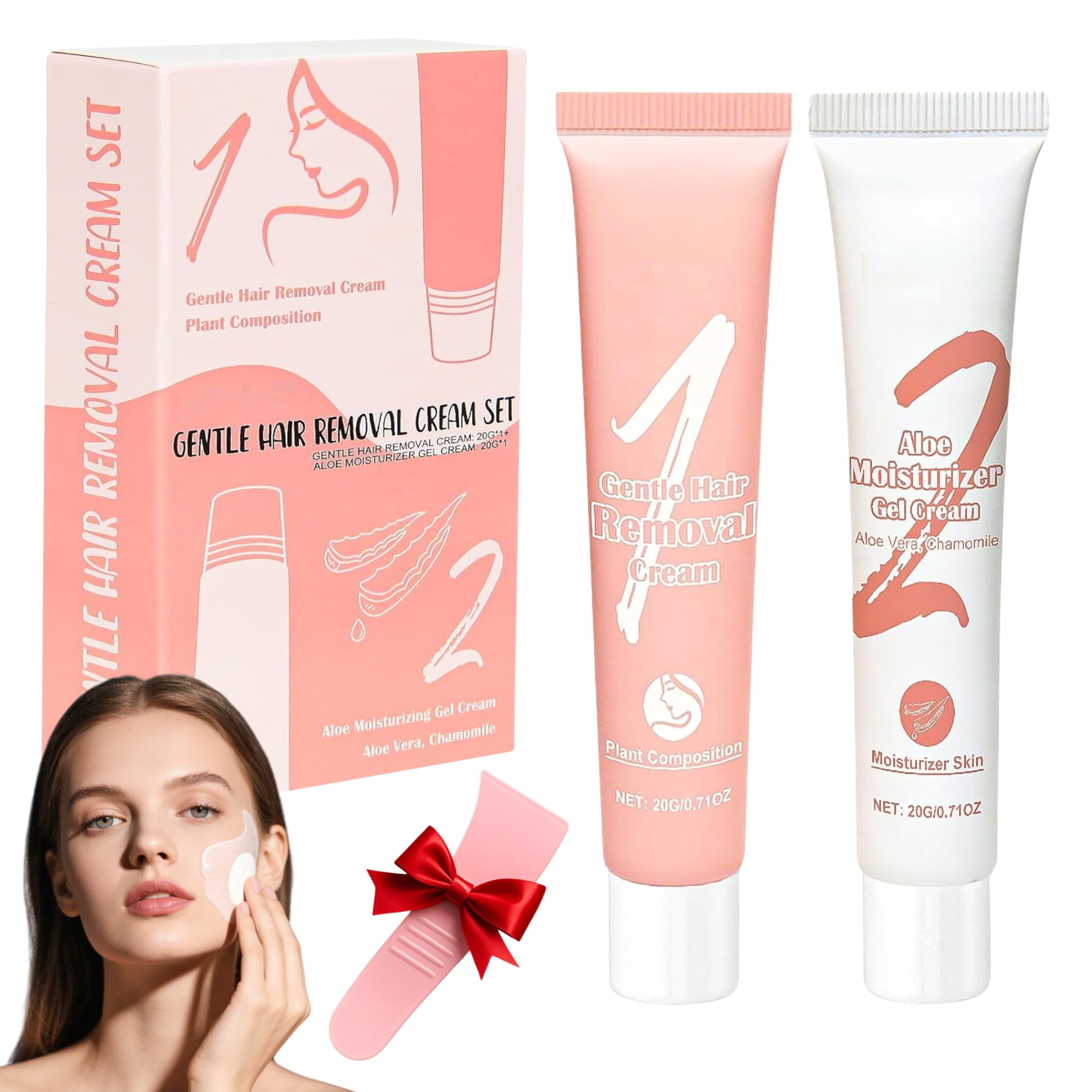 2 cremas depilatorias para la cara, crema de depilación suave y gel hidratante de aloe vera, crema de depilación facial para mujer, crema depilatoria calmante para rostro y cuerpo
