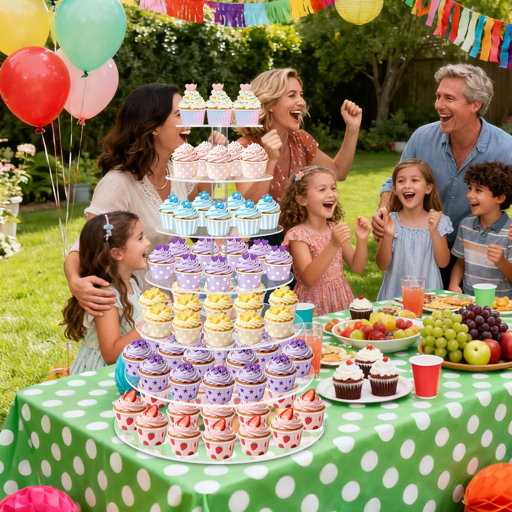 Cupcake-Ständer für 70 Cupcakes, 7 Etagen, Acryl, rund, abgestufter Cupcake-Halter