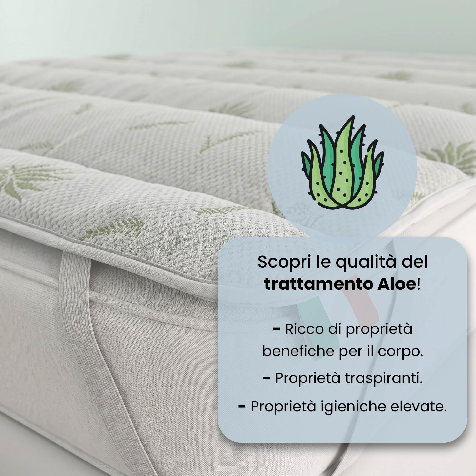 Italian Bed Linen Aloe Gesteppte Angströhre mit Gummiringen,80x195cm,weiß