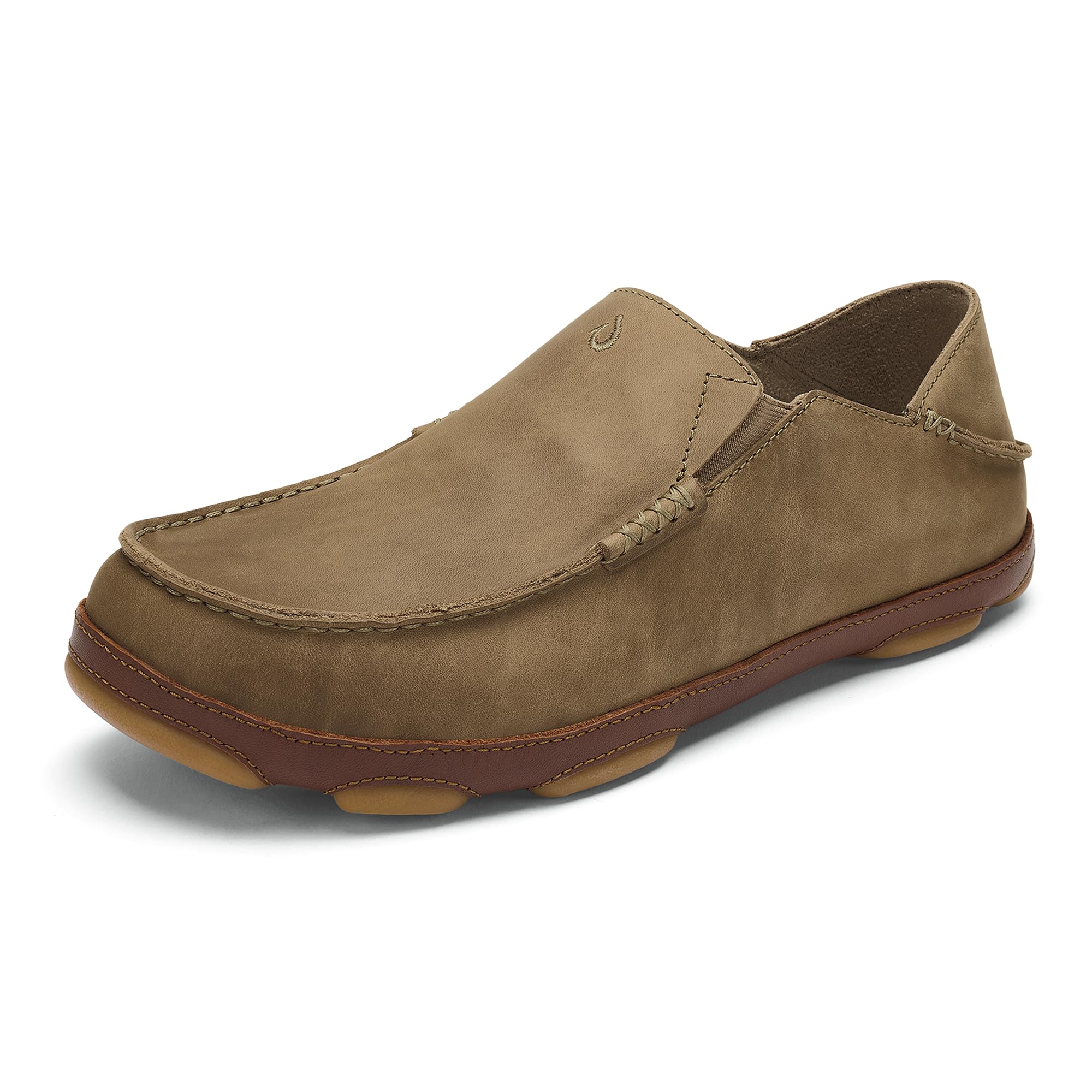 OLUKAI Moloa Men's Premium Leather Shoes, Easy Slip On & Off Design, Casual & Versatile Loafer, Drop-in Heel & Enhanced Traction