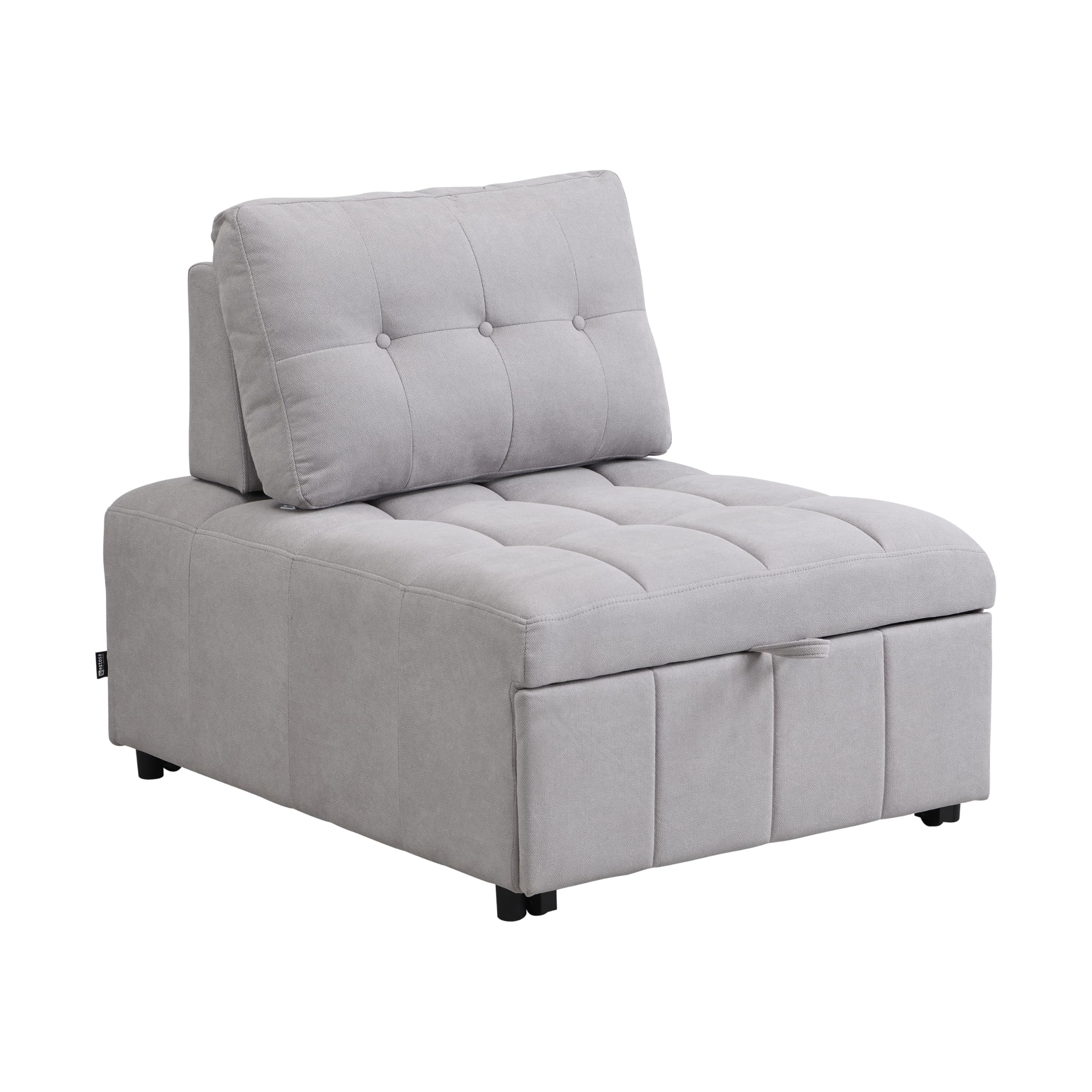 Brigros - Poltrona Letto Singolo In Tessuto Con Schienale Traslante, Poltrona Relax Allungabile A Letto A Scomparsa Singolo Salvaspazio, Pouf Per Camera O Salotto (Grigio Chiaro)