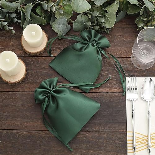 Miniatura 6 de Efavormart - 12 bolsas de regalo de satén verde esmeralda cazador, bolsa con cordón para regalos de boda, despedidas de soltera, bolsas de joyería
