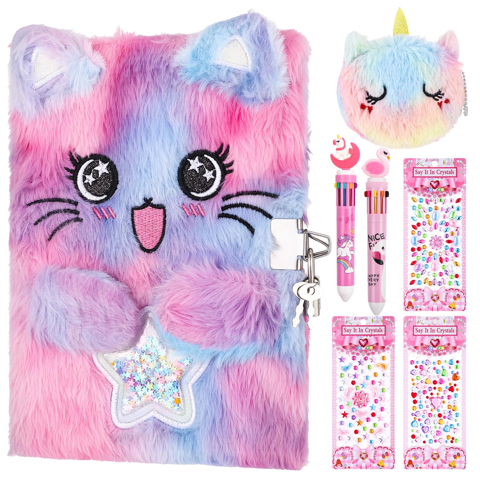 Candcamp Secret Diary for Girls,Kids Stationary Sets Girls Stationary Sets for Girls Secret Diary with Lock and Pen Girls Stationary Gift Sets for Girls Notebooks for Girls Blue Cat
