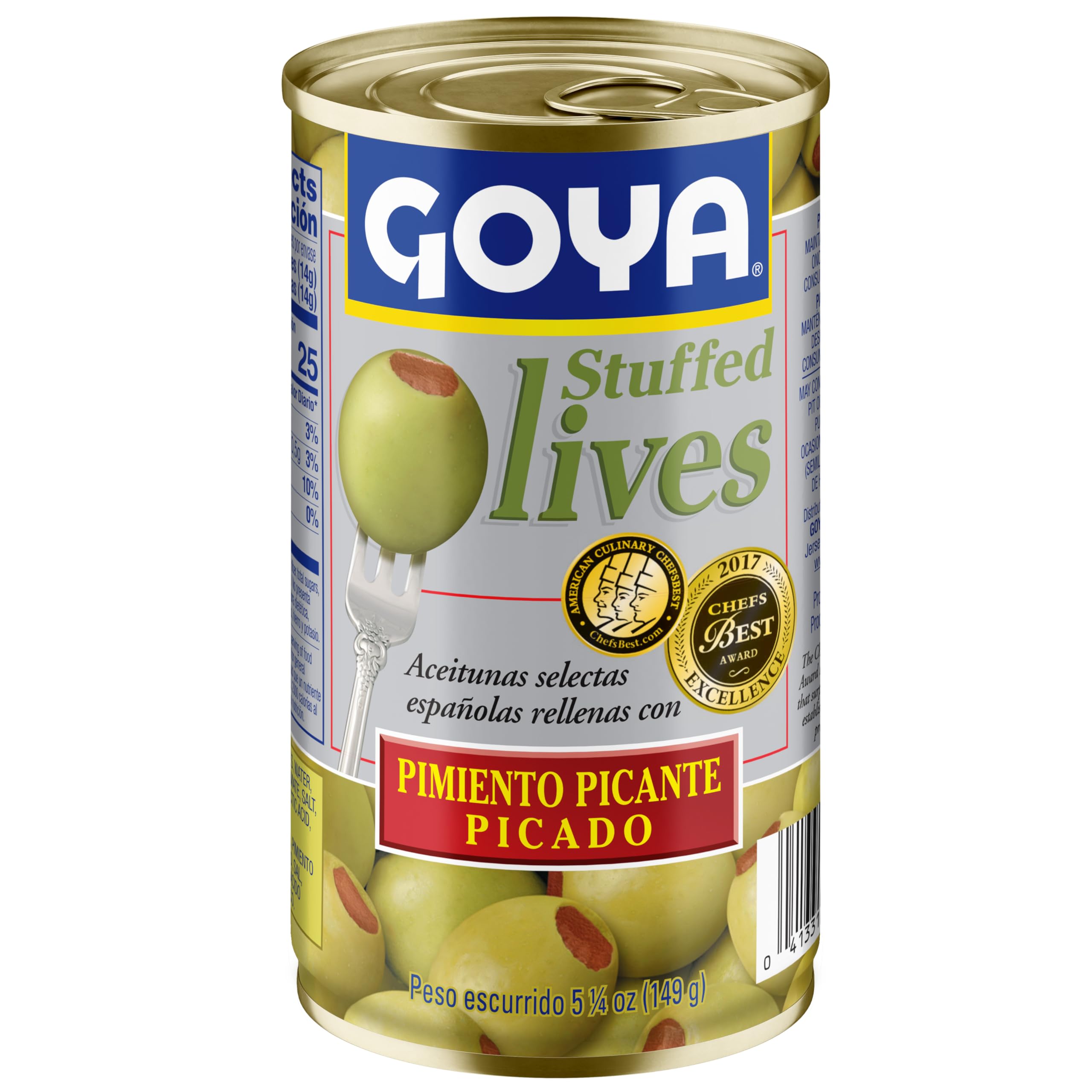 Goya Foods Manzanilla Olives Stuffed with Hot Peppers, 5.25 Ounce (Pack of 12), Golden