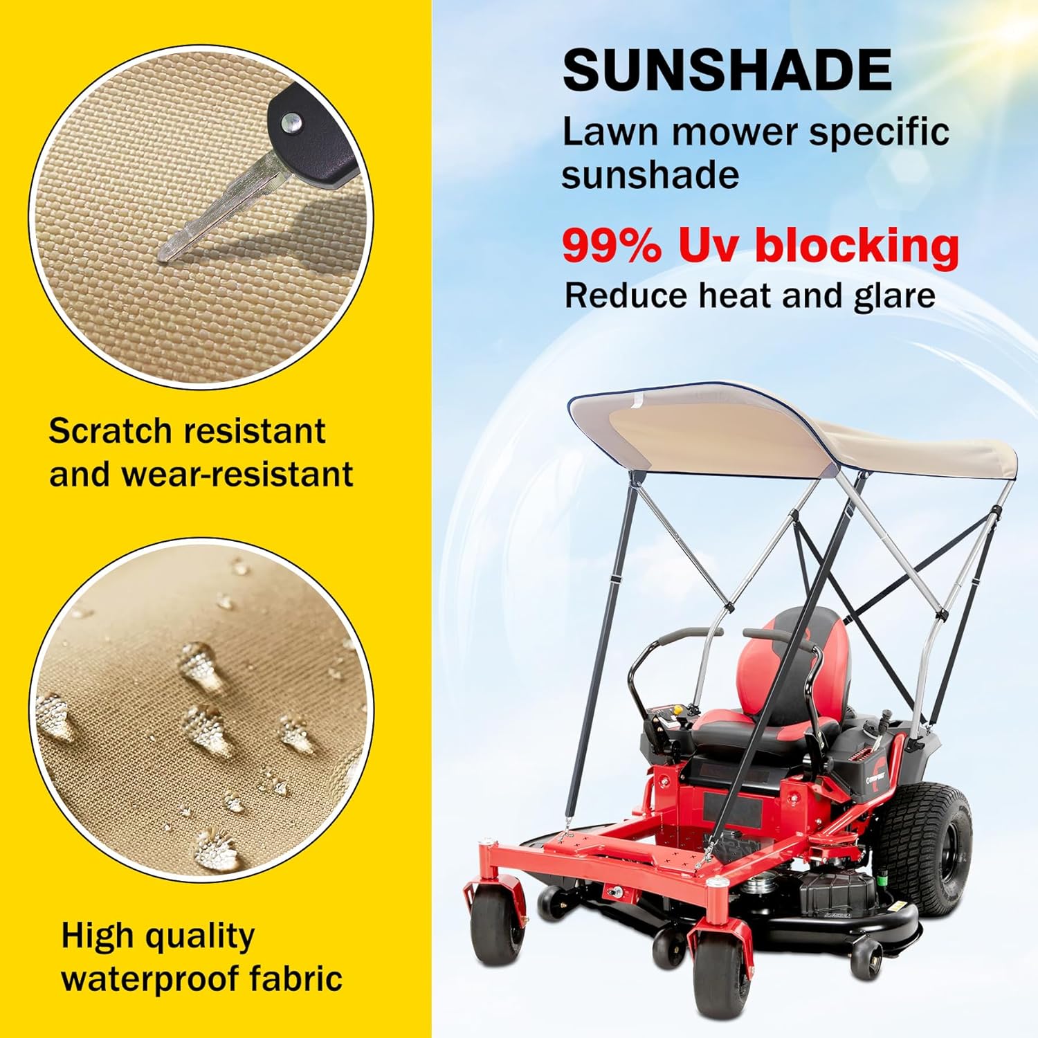 Sun Shade Canopy for Zero Turn Lawn Mower,Reduce Heat & Glare with This Canopy Fits John Deere, Kubota, Cub Cadet