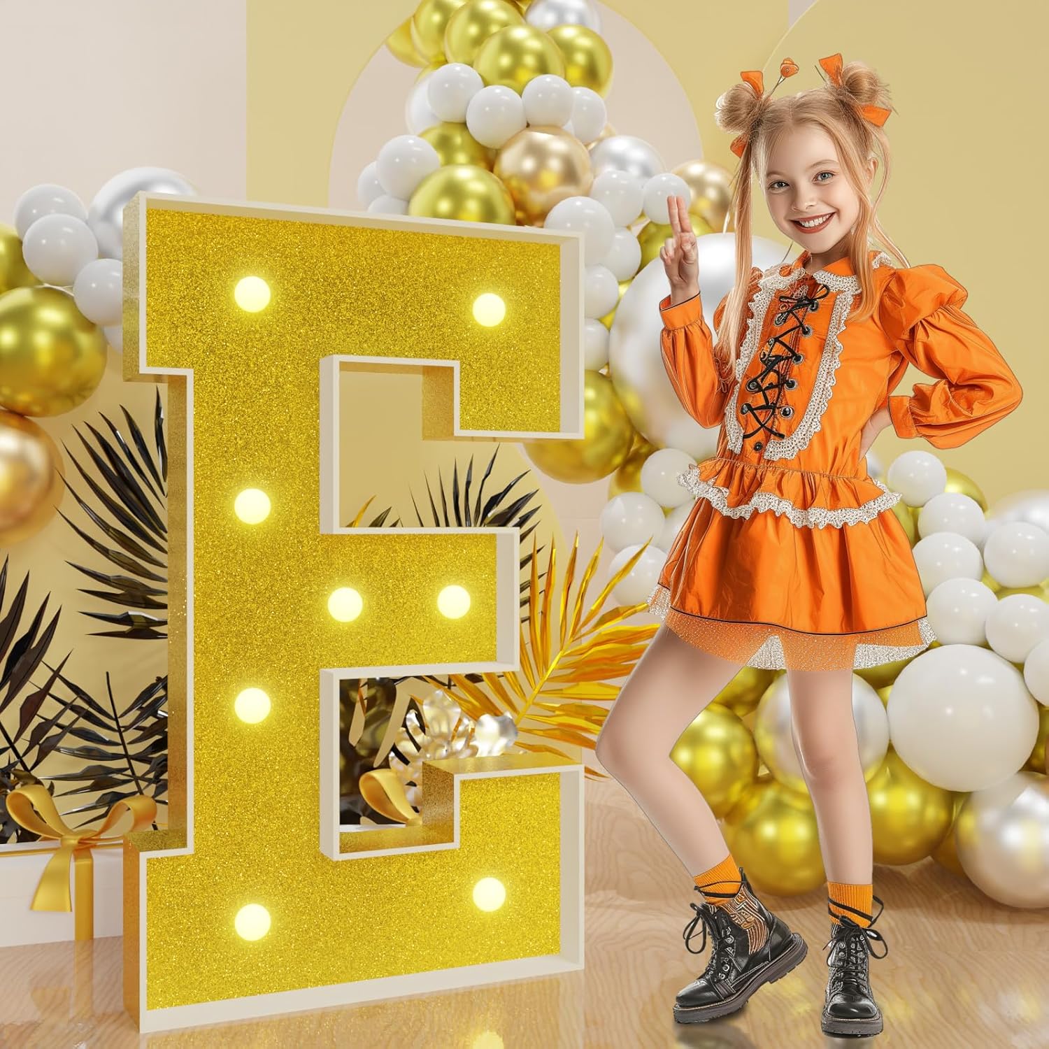 imprsv Marquee Numbers Gold 3FT: Golden Party Decor - Light Up Number 2 Large 3 Feet Tall - Birthday Decorations for Him Her 2rd 20th 21st