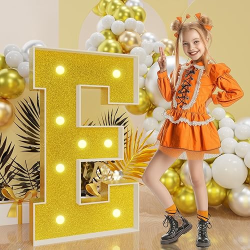 Miniatura 7 de Imprsv Letras de marquesina negras de 3 pies decoración de fiesta negra - Letra iluminada B grande de 3 pies de alto - Carta de decoración de fiesta