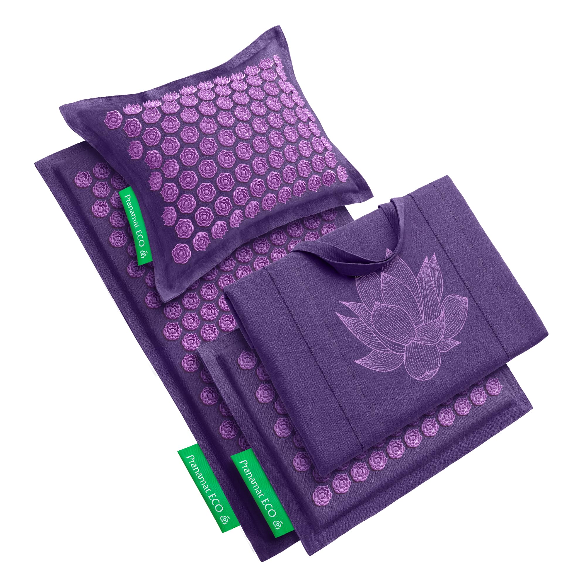 Pranamat Acupressure Large & Small Mat with Pillow and Bag Set, Premium Acupressure Therapy for Pain Relief and Relaxation, Handcrafted in Europe with