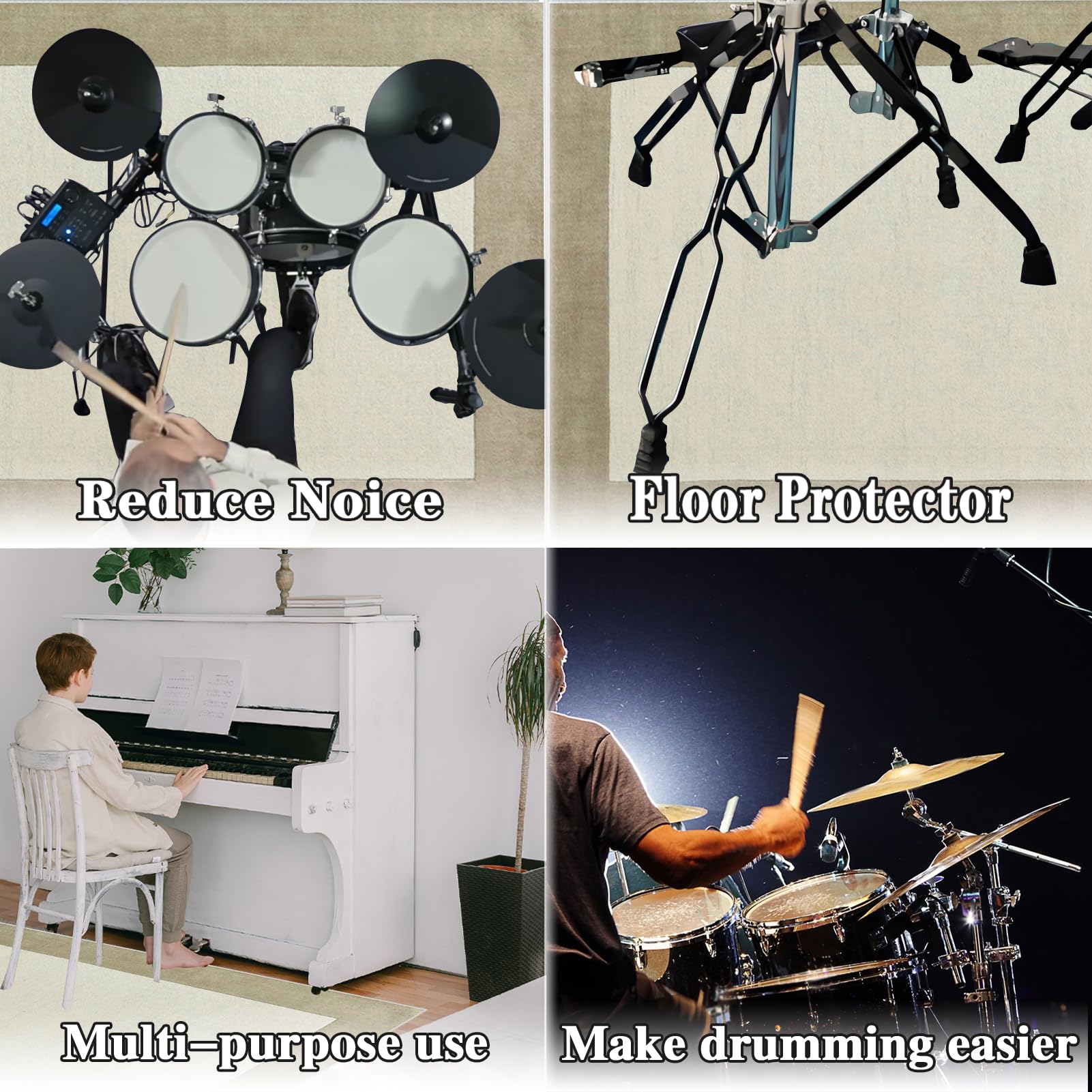 Drumming wygłuszający dywan akustyczny, do wnętrz, dywan perkusyjny, antypoślizgowy, dźwiękoszczelny, mata do wewnątrz i na zewnątrz, elektroniczny zestaw perkusji jazzowej, do bębna basowego