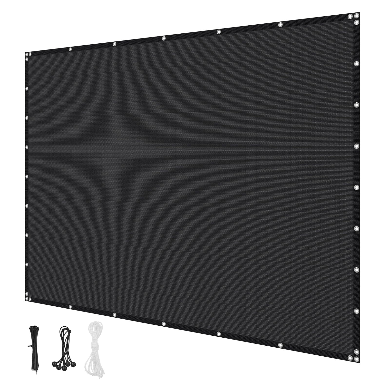 VEVOR 90% Sonnenschutztuch Sichtschutz Schattenabdeckung (244 x 366 cm) für Pergola mit Edelstahlösen, Sonnensegeltuch mit 140 g/m² HDPE-Material, für Outdoor Terrasse Garten Hinterhof (Schwarz)