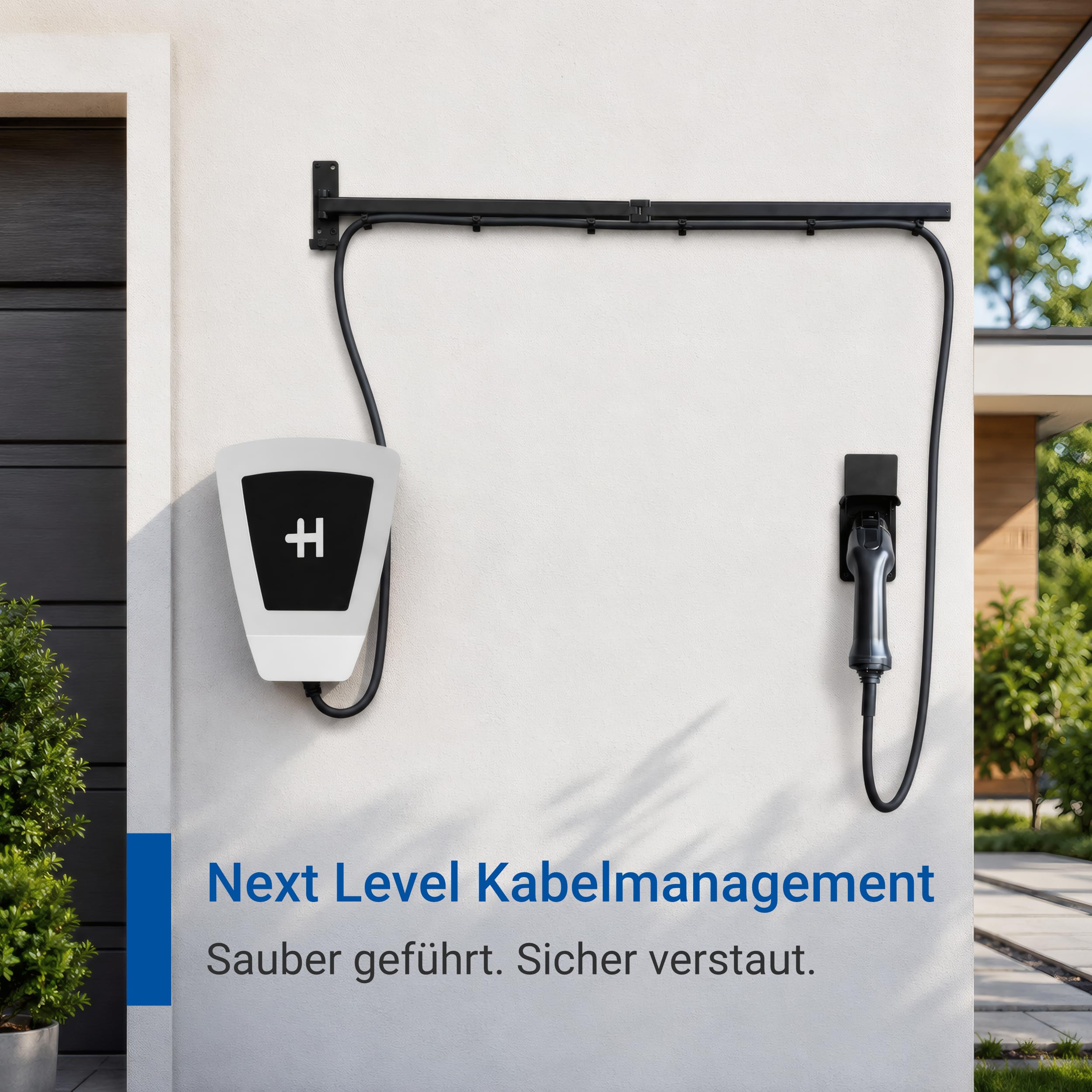 Klappbare Typ 2 Ladekabel Wandhalterung mit Schwenkarm – Platzsparende Kabelführung für Wallbox Ladekabel – Überkopf Kabelarm für E-Auto Garage, Carport und Stellplatz