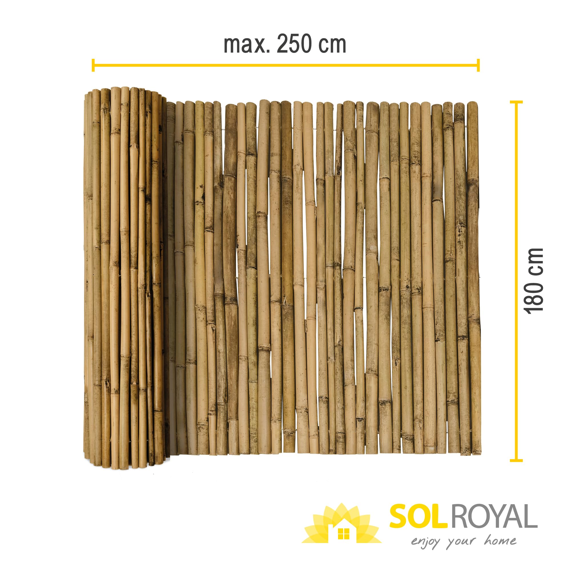 Sol Royal Bambus Sichtschutz Zaun 180x250 cm SolVision B38 - langlebiger & witterungsbeständiger 100% Bambus FSC® Sicht Schutz Indoor & Outdoor für Balkon, Terrasse, Garten - Windschutz & Sonnenschutz