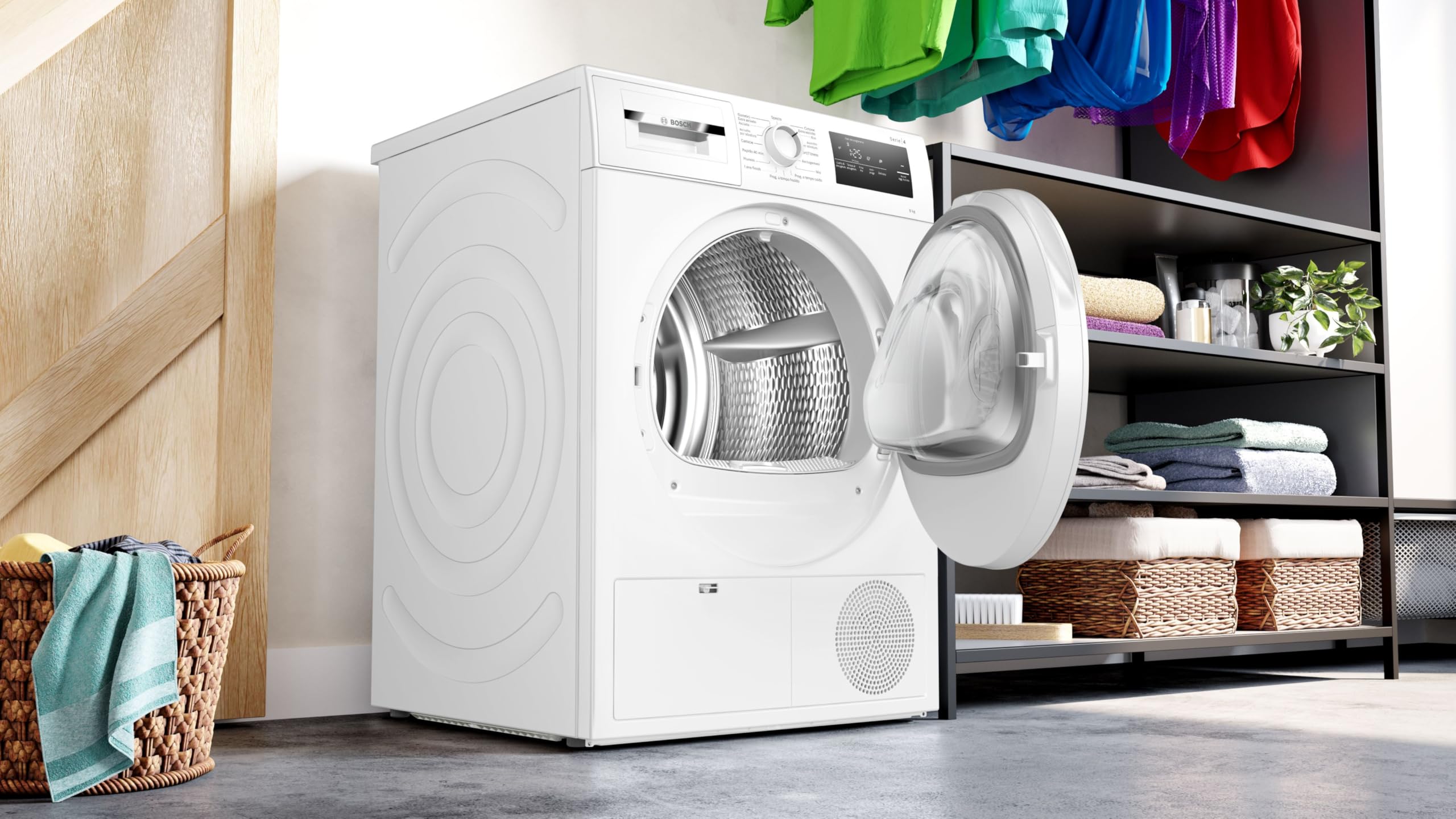 Bosch WTH83208II Serie 4 Smart Trockner mit Wärmepumpe, 8 kg, Energieklasse E, intelligente Trocken-Sensoren, leicht zu reinigender Filter, geringer Stromverbrauch, Weiß, 60 cm