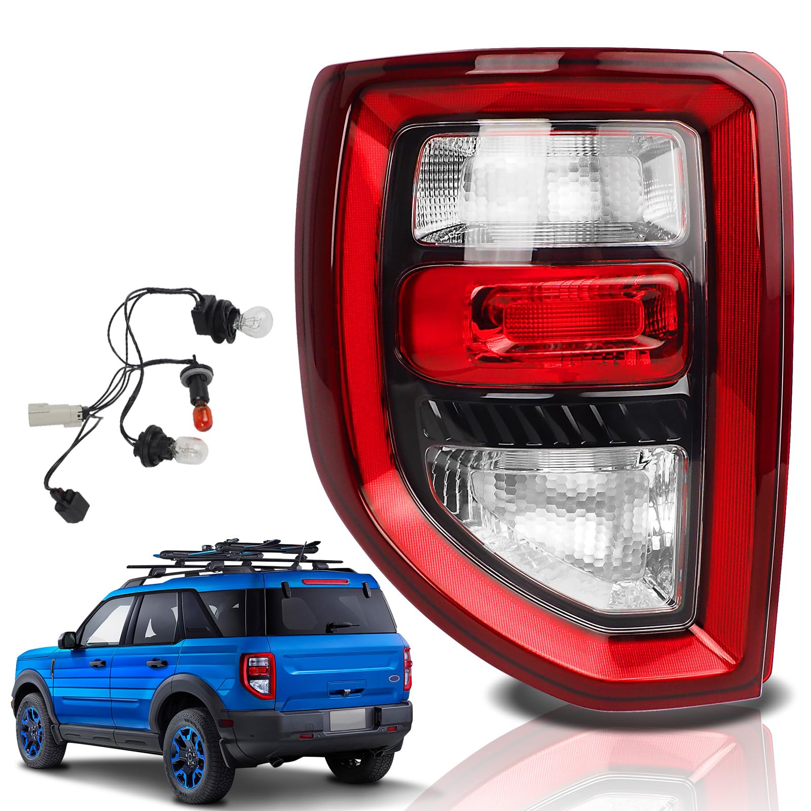 Photo 1 of STRAUTOS Tail lights Compatible with 2021 2022 2023 2024 2025 Ford Bronco Sport Rear Lights Assemblies OE Factory Style LED Model Tail Lamps Replace M1PZ13404A (Right Passenger Side)