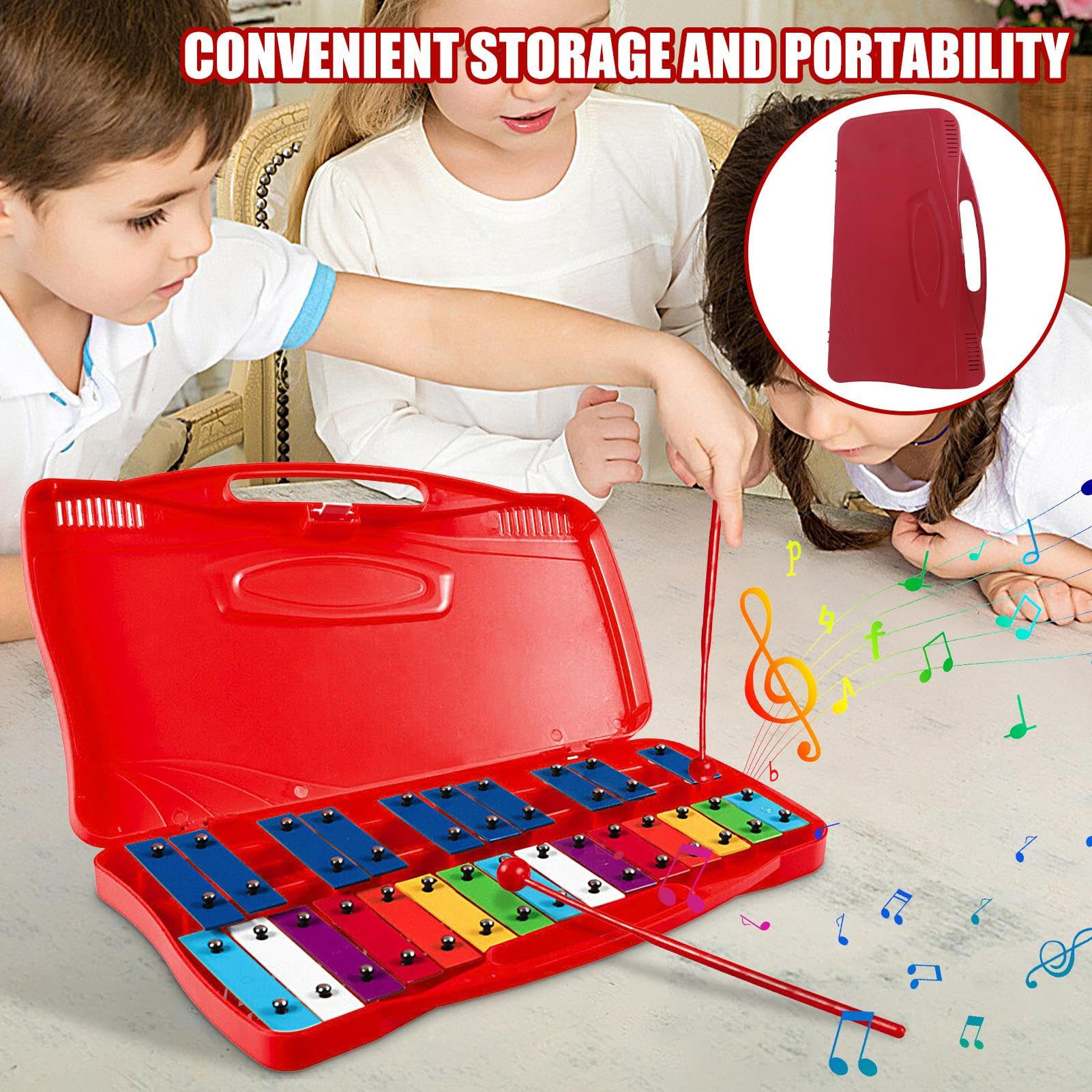 Glockenspiel, Glockenspiel per Bambini in Metallo - Strumento | Professionale per Bambini | Colorati Giocattoli Musicali educativi precoci per Il Ringraziamento, Le Vacanze, Il Capodanno, I