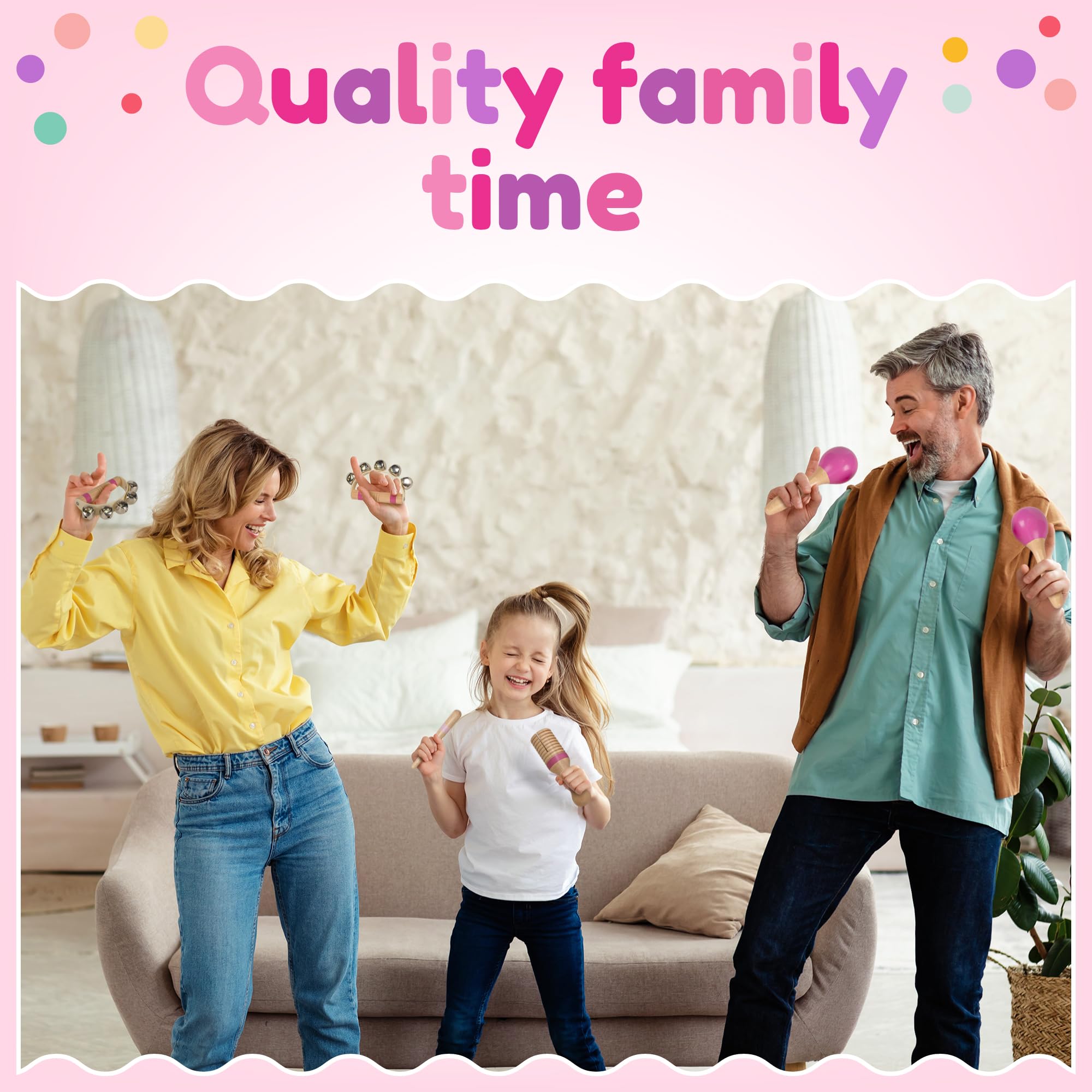 Stoie's Wooden Toddler Musical Instruments with Xylophone, Maracas, Triangle, Tamburine for Babies and Kids, Eco Friendly Montessori Educational Toy - 4