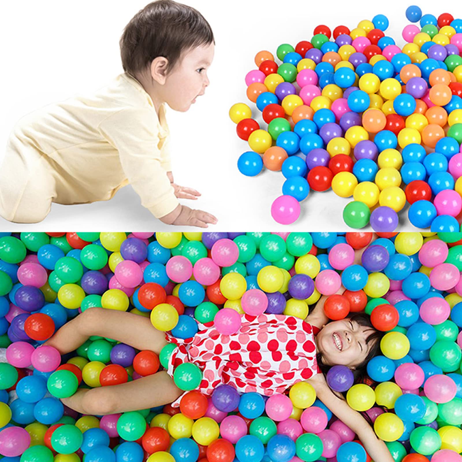 JIEBWCHA 50 Pelotas De Plástico De 7 Cm Para Bebés Y Niños | Coloridas, Portátiles Y Seguras, Libres De Plastificantes Peligrosos