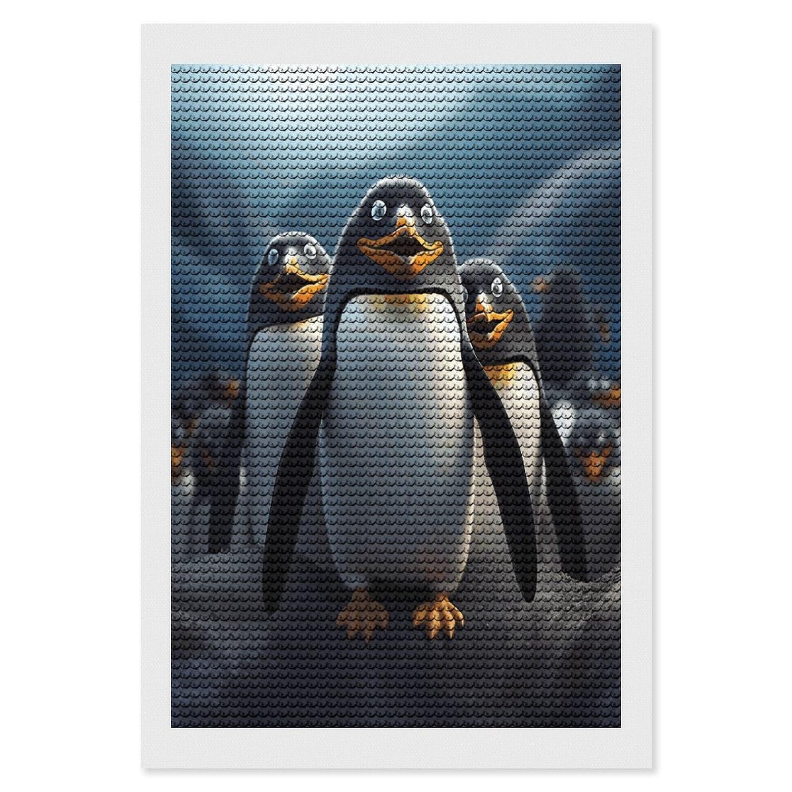 JTREHY Funny Penguins Diamond Art Kits Personalized DIY Round Diamond Painting Kits for Beginner Full Drill Diamonds Dots Paintings for Adults Gem Art Crafts Home Decor