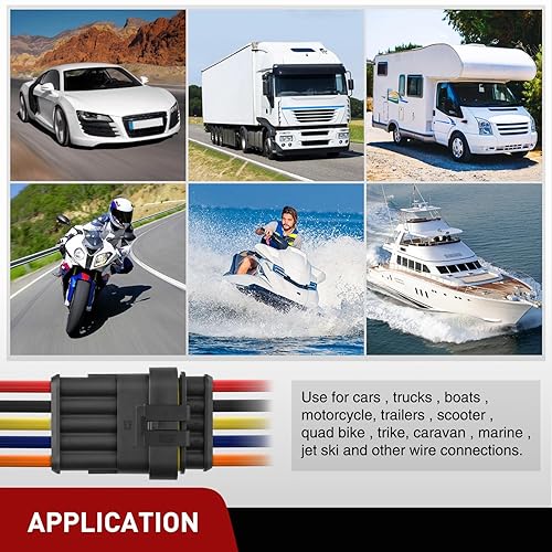 Vista 52 de Nilight Conector de terminal 50020R de 2 pines de 16 AWG de cable impermeable de 0.059 pulgadas, paquete de 10