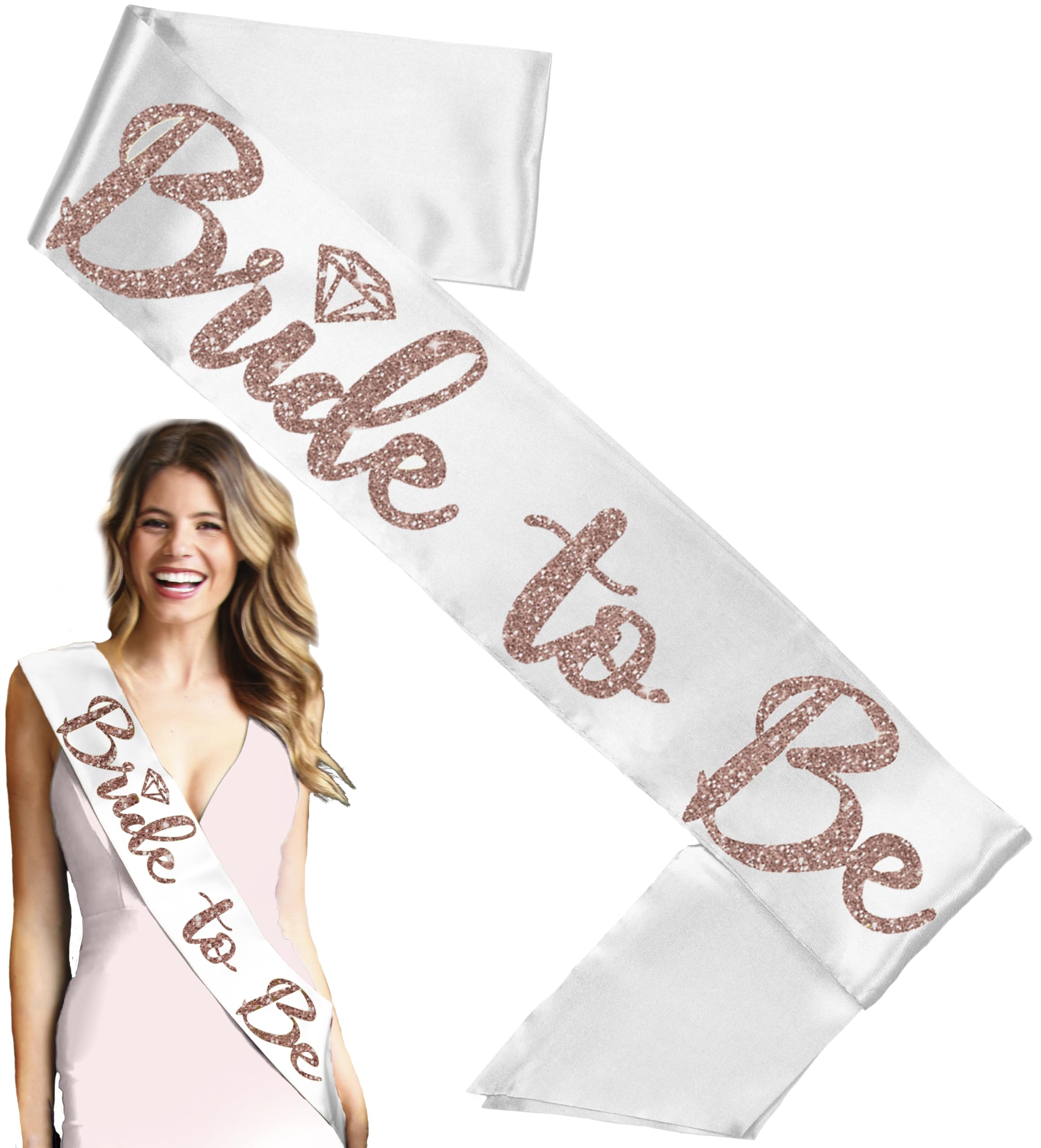 Amazon.com: RhinestoneSash Bride Rose Gold Sash - BRIDAL GRADE SATIN Bride  to Be Sparkle with Diamond motif - Bachelorette Party Decorations