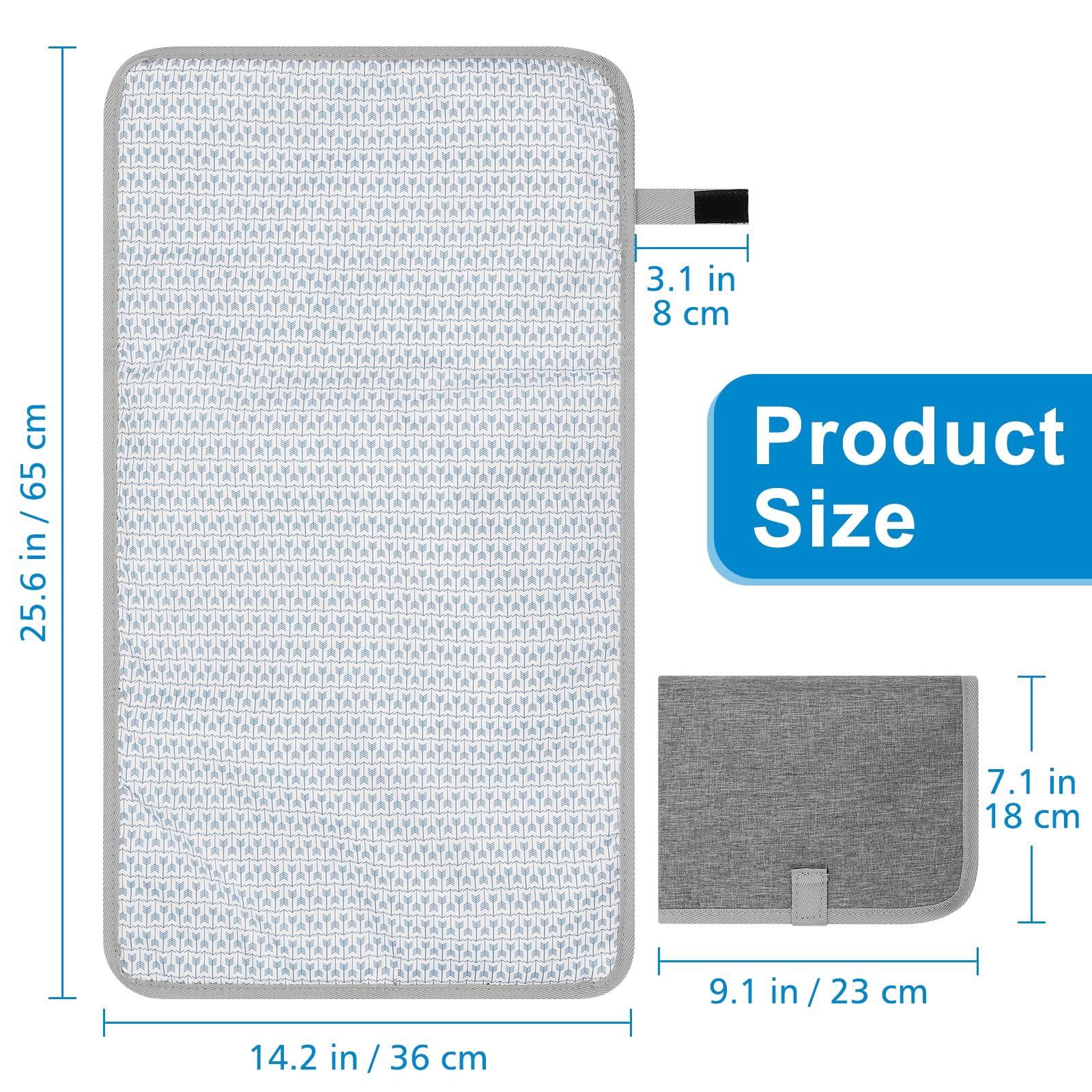 Accmor Cambiador de pañales portátil, impermeable, cambiador de pañales para bebé, portátil, cambiador de viaje para bebé, gris