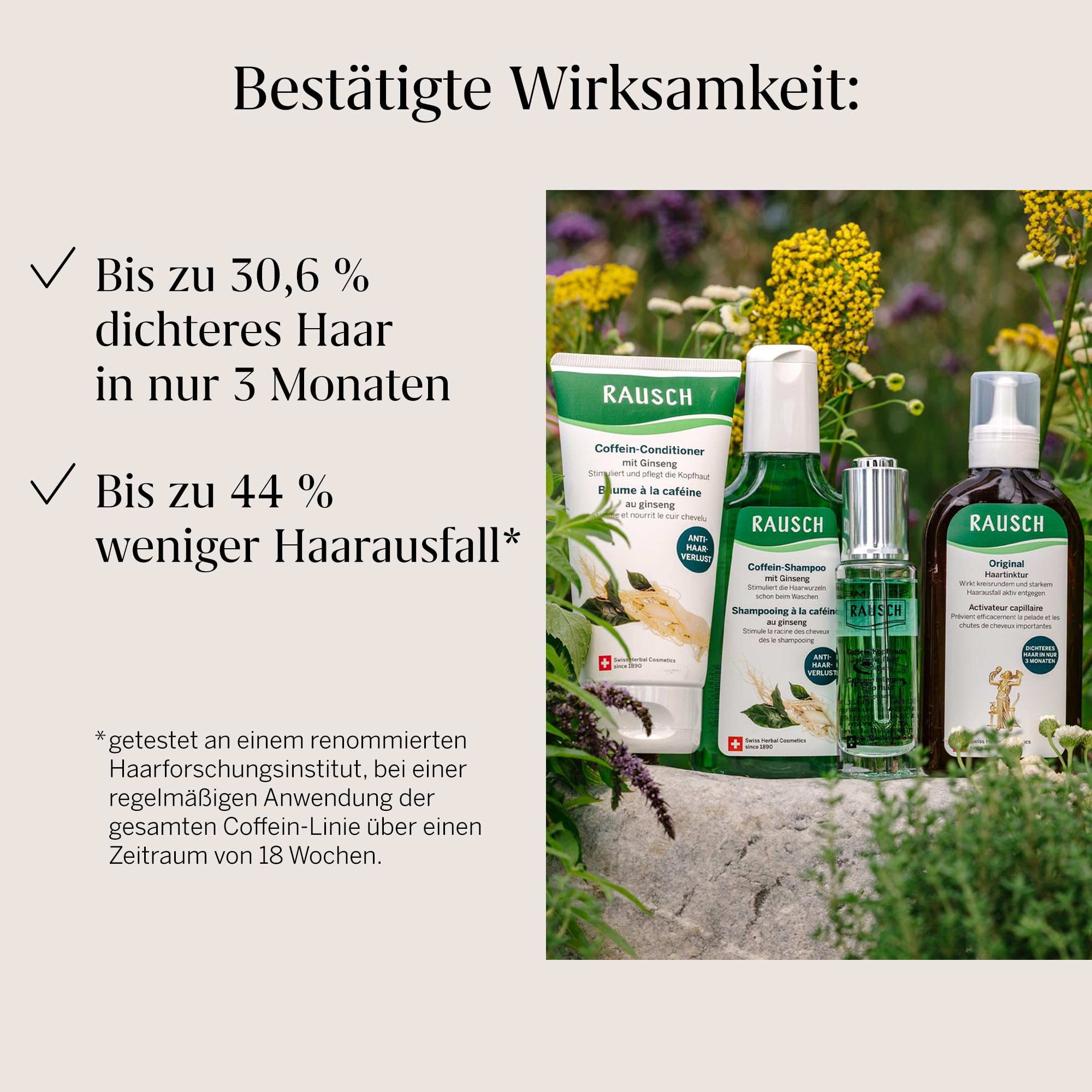 RAUSCH Original Haartinktur 200 ml – Tinktur bei Haarausfall – vegan & silikonfrei, hergestellt in der Schweiz mit Klettenwurzel-Extrakt & ätherischen Ölen