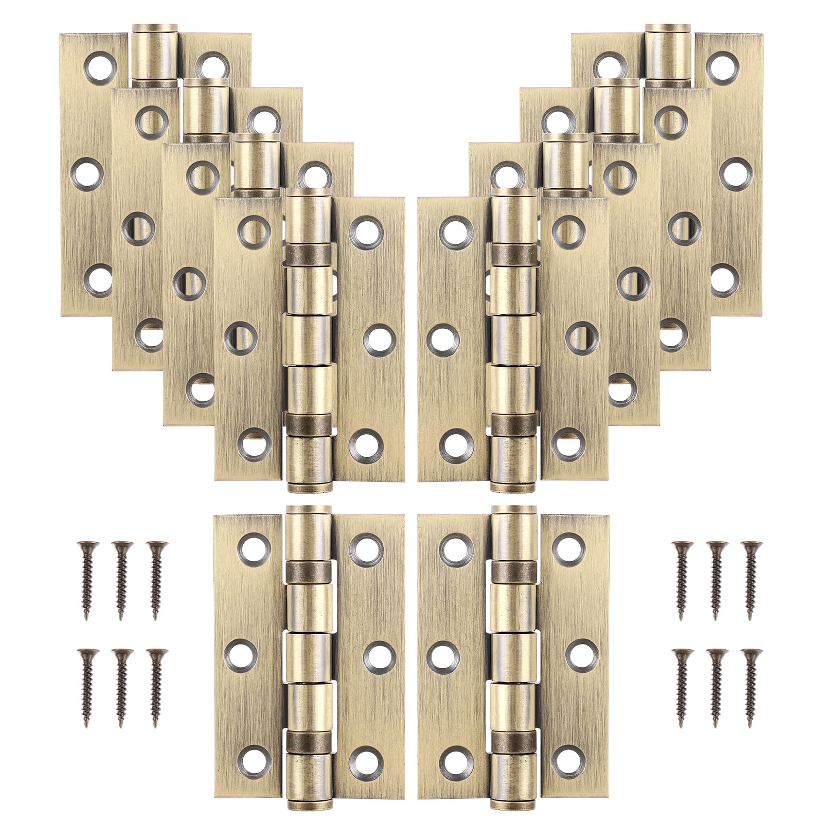 MEIDIV 16 Pack Heavy Duty Door Hinges 3 Inch, 75mm Antique Brass Internal Door Hinges, Stainless Steel Ball Bearing Hinge, Butt Hinge for Doors