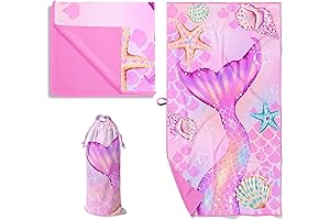 Mermaid Girls Beach Towels for Big Kids - Sand Free, Quick Dry & Lightweight
