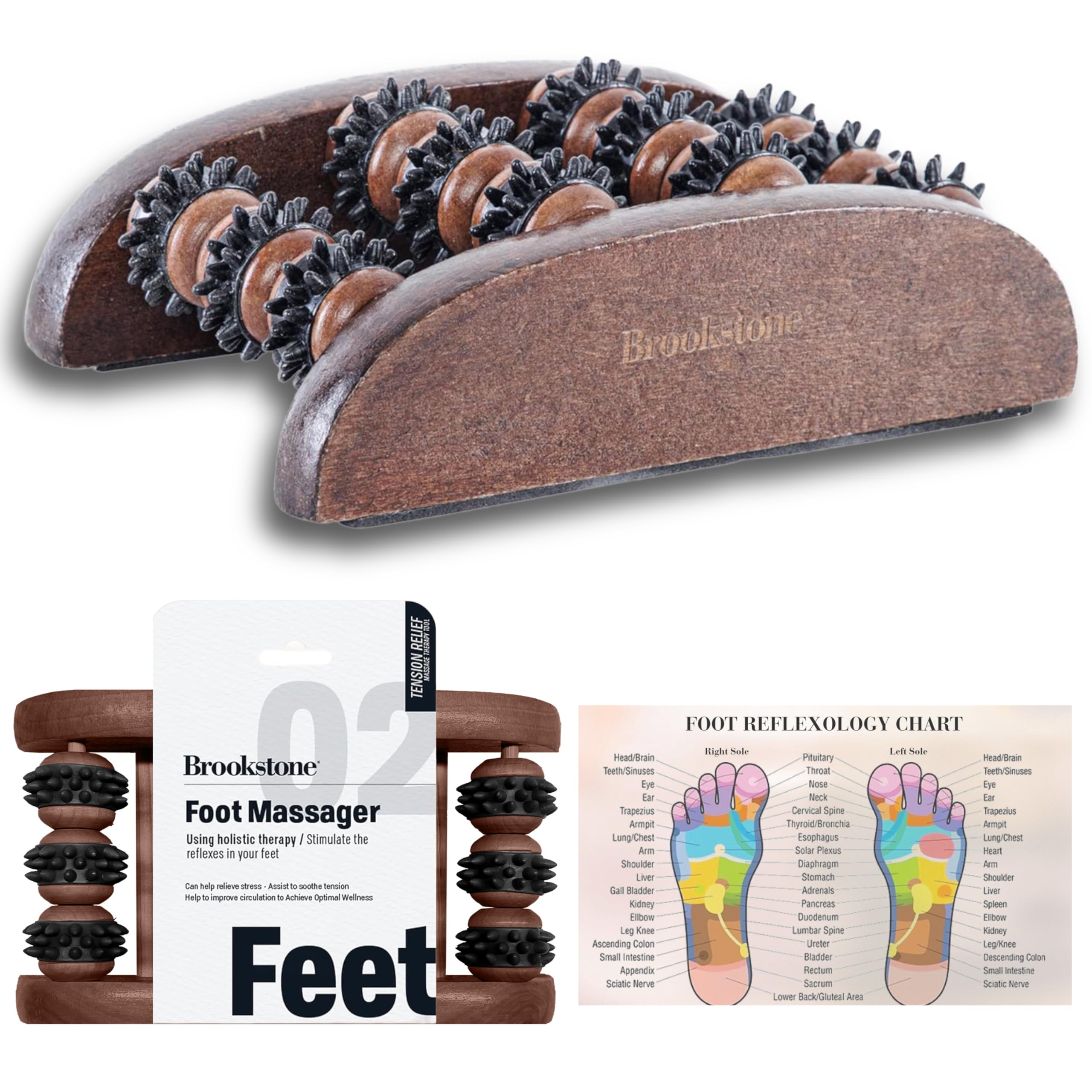 Amazon.com: Brookstone - Foot Roller Massager for Plantar Fasciitis Relief  - Wood Foot Massager Tool - Stimulate Foot Reflexes & Relieve Stress