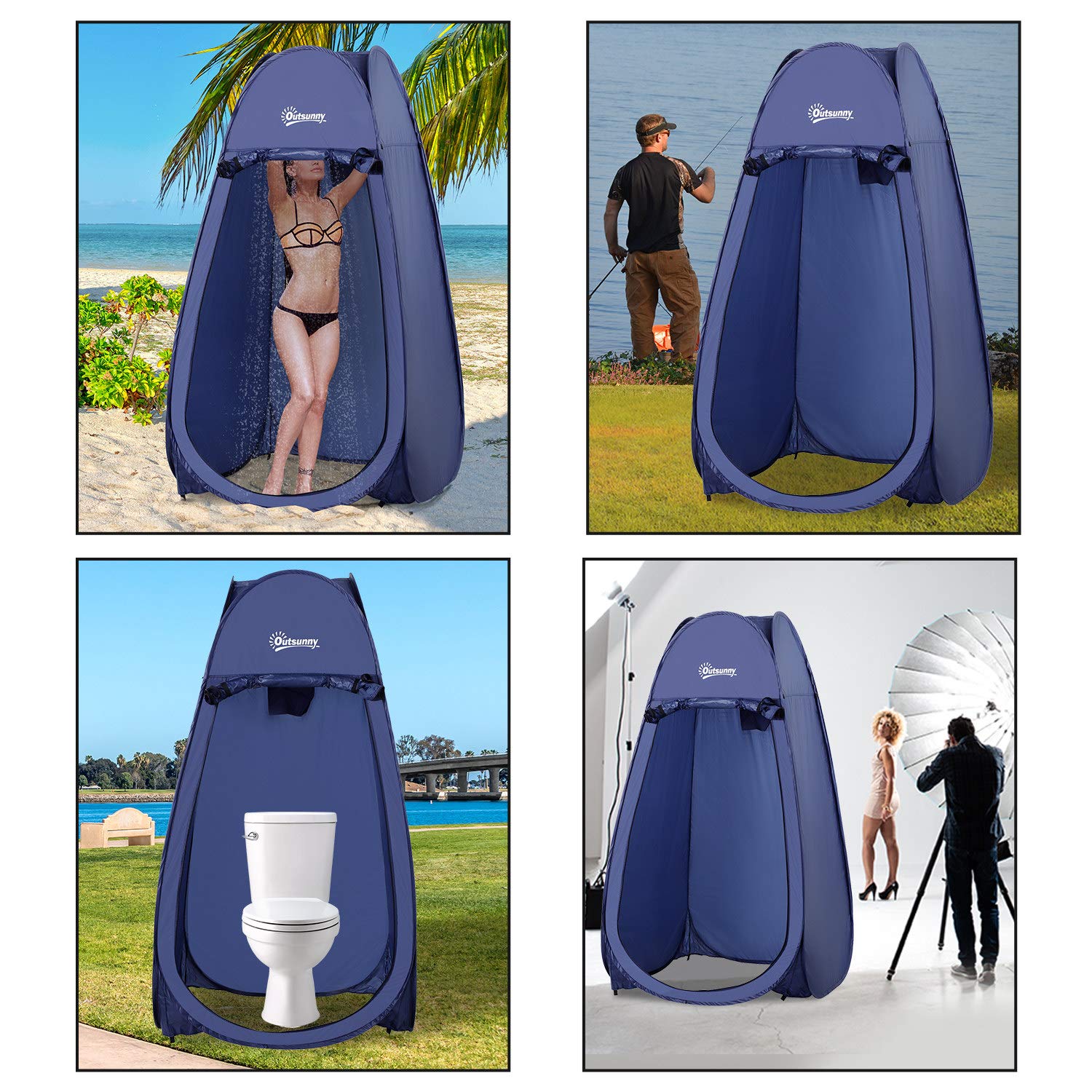 Outsunny Tenda da Doccia Pop Up Impermeabile 100x100x185 cm