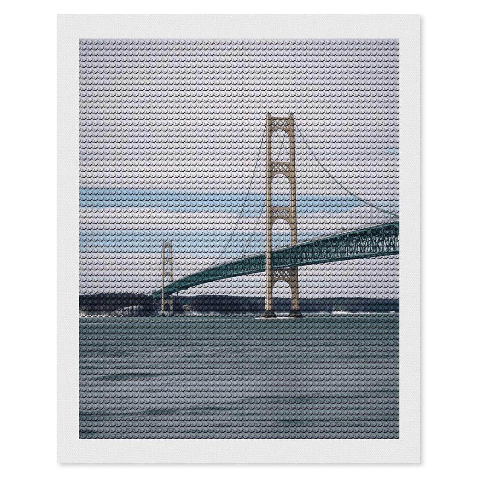VstaDank Mackinac Suspension Bridge Diamond Painting Kits Exquisite DIY Full Round Drill Diamond Dots Painting for Adults Beginner Diamond Photo Paint with Diamond Picture Art Wall Decor 16"x20"