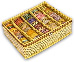 5 Rod Bangle Organizer Box for Women | Transparent PVC Chudi Storage Case | Jewellery Bangle Holder Pouch for Churi, Kada & Accessories | Beige Color | Pack of 1