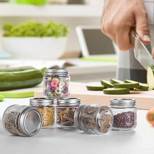 Miniatura 7 de Amzcku Tarros de masón vintage de 8 onzas con tapas, tarro de conservas de boca regular, seguro para almacenamiento, conserva, conserva,