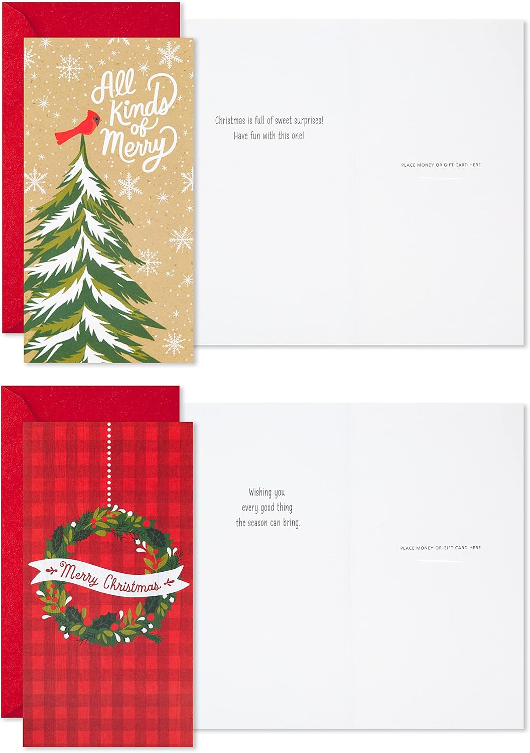 Hallmark Christmas Gift Card Holders or Money Holders Assortment, Rustic (36 Cards with Envelopes)