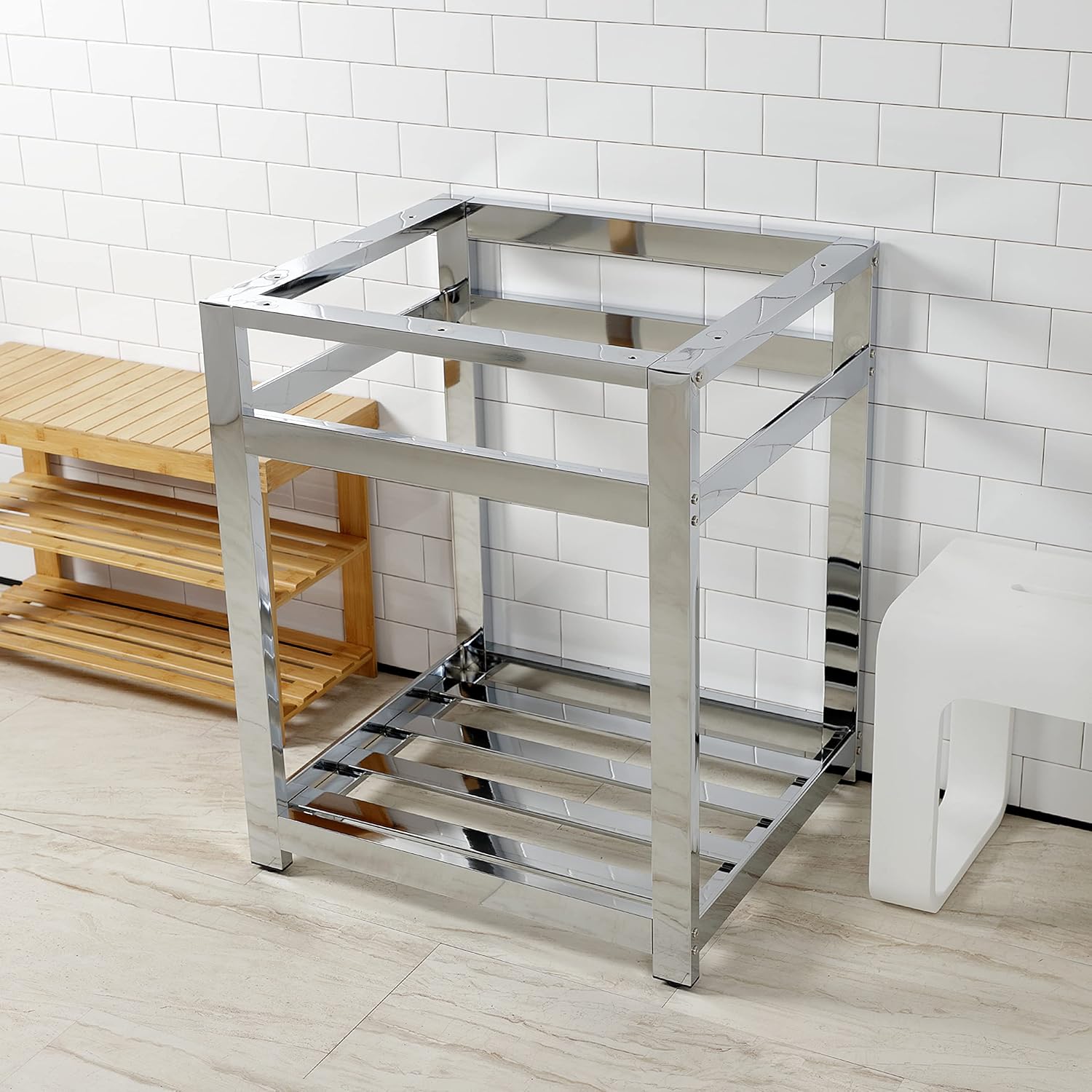 Polished Chrome 25" x 22" Steel Console Sink Base