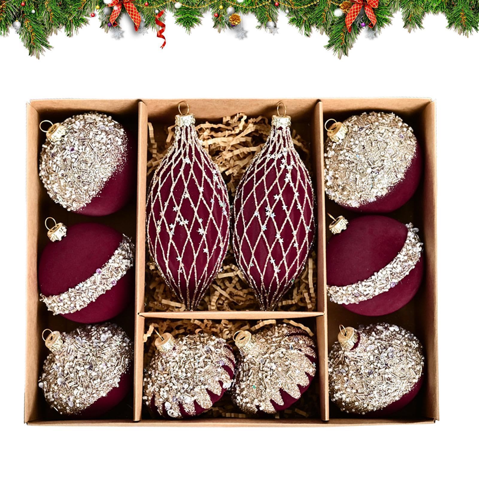 Boules de Noël floquées anti-casse : 10 suspensions strass élégantes et sécurisées