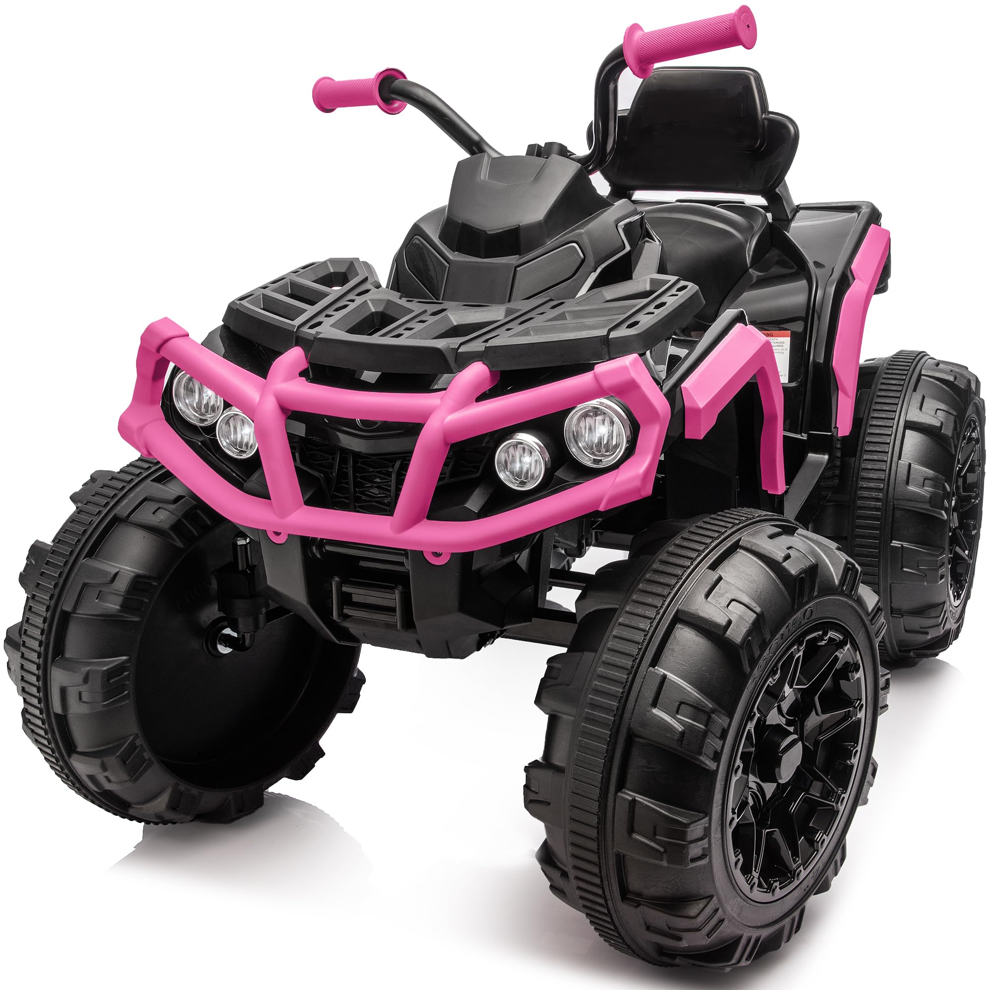 Hikiddo 24V Kids ATV 4 Wheeler, Electric ATV Four Wheeler for Big Kids w/Bluetooth, 2x200W Motors - Pink