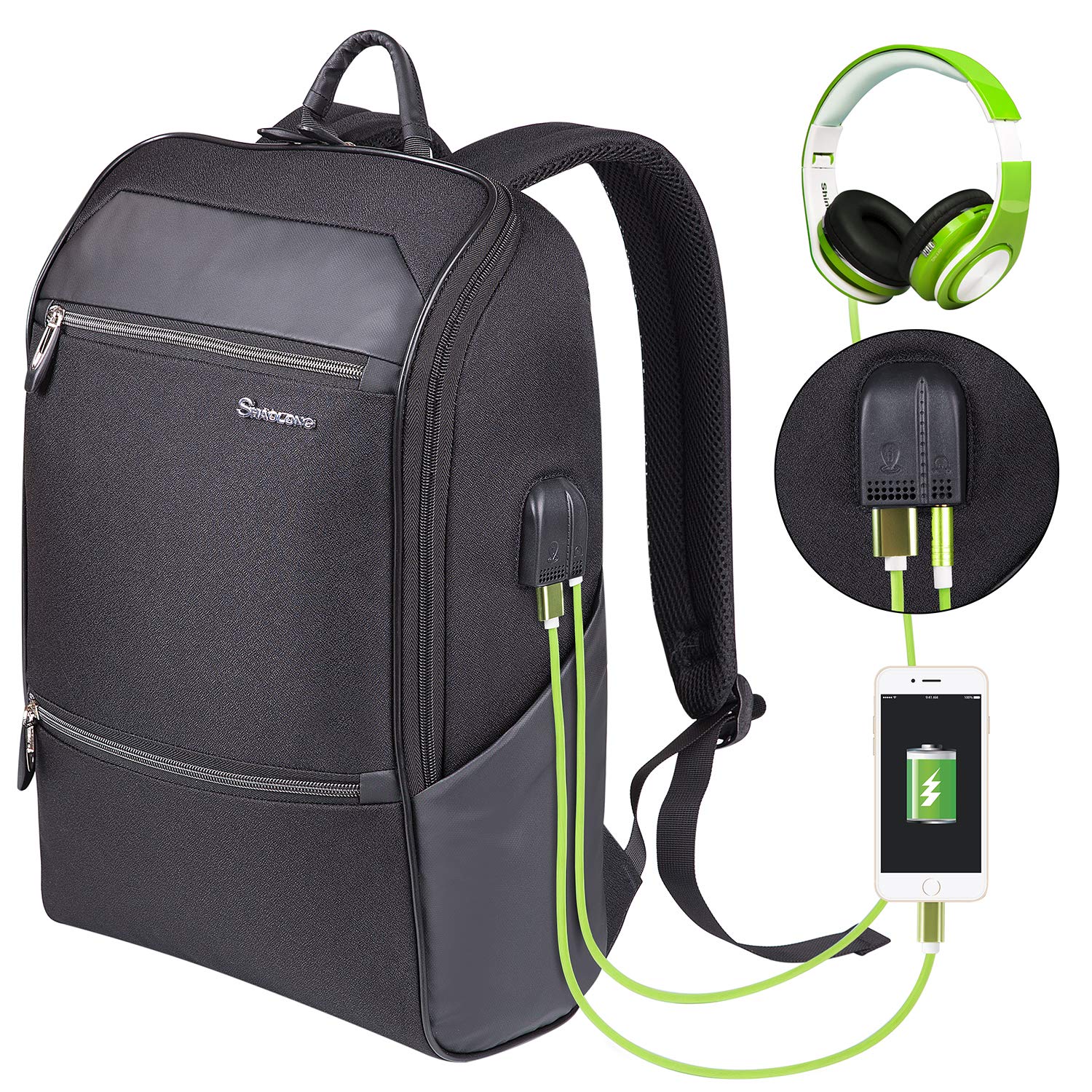Laptop Backpack for Men/Women Computer Bag with USB and Headphone Port