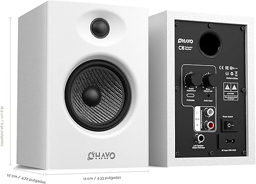 Miniatura 2 de OHAYO Altavoces de computadora de 60 W para juegos y música, Bluetooth activo 5.3, altavoces estéreo 2.0 para monitor de computadora de escritorio o