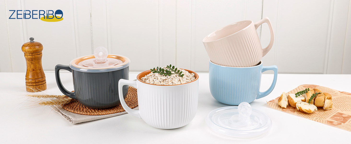 Amazon.com | ZEBERBO Ceramic Soup Bowls with Vented Lid, 32 Ounce