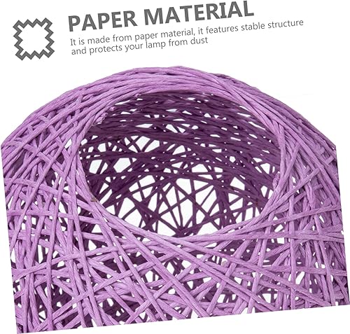 Miniatura 5 de Angoily Pantalla de lámpara de ratán, cubierta de luz de ratán, pantalla de lámpara de ratán, pantalla de repuesto de lámpara de madera, pantalla de