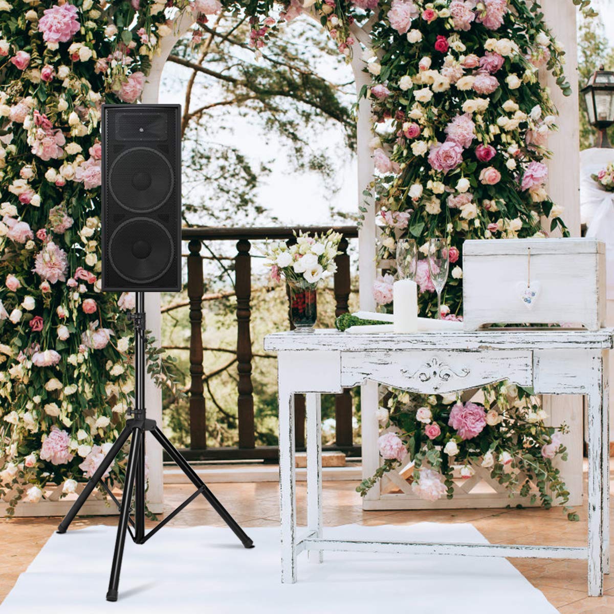 GOPLUS Support Pied d'Enceintes Télescopique, Grande Stabilité, Hauteur Réglable 97-183CM, Convient pour Fêtes, Studios de Musique, Charge Max 50KG