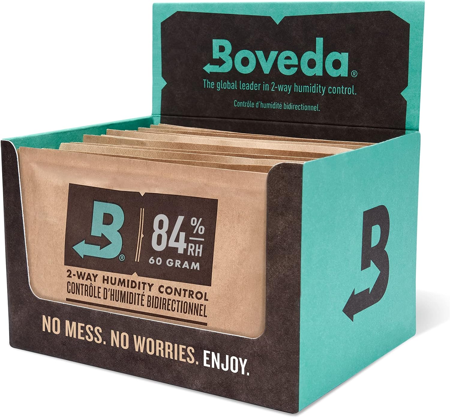 Boveda para puros | Control doble de la humedad para curar humidores - 84 % HR | Tamaño 60 para cada 25 puros | Preparación correcta de humidores de madera en 14 días | Pack de 12 en expositor de cart