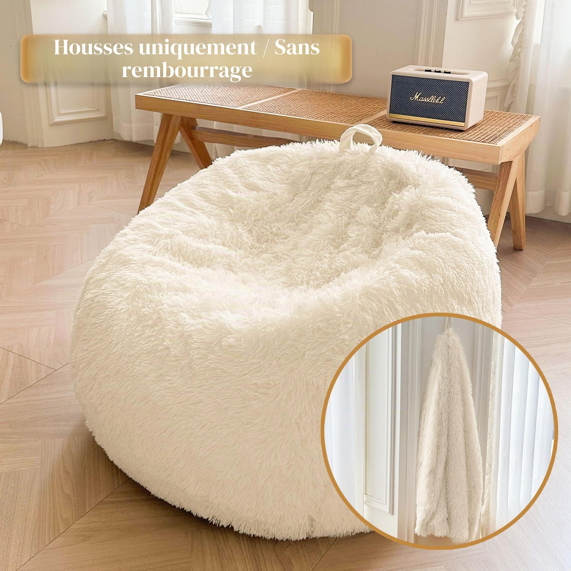 XeGe Housse de pouf en peluche (sans rembourrage) en fausse fourrure, lavable, ultra douce pour jouets en peluche ou tissus, grande taille pour adultes, enfants et adolescents