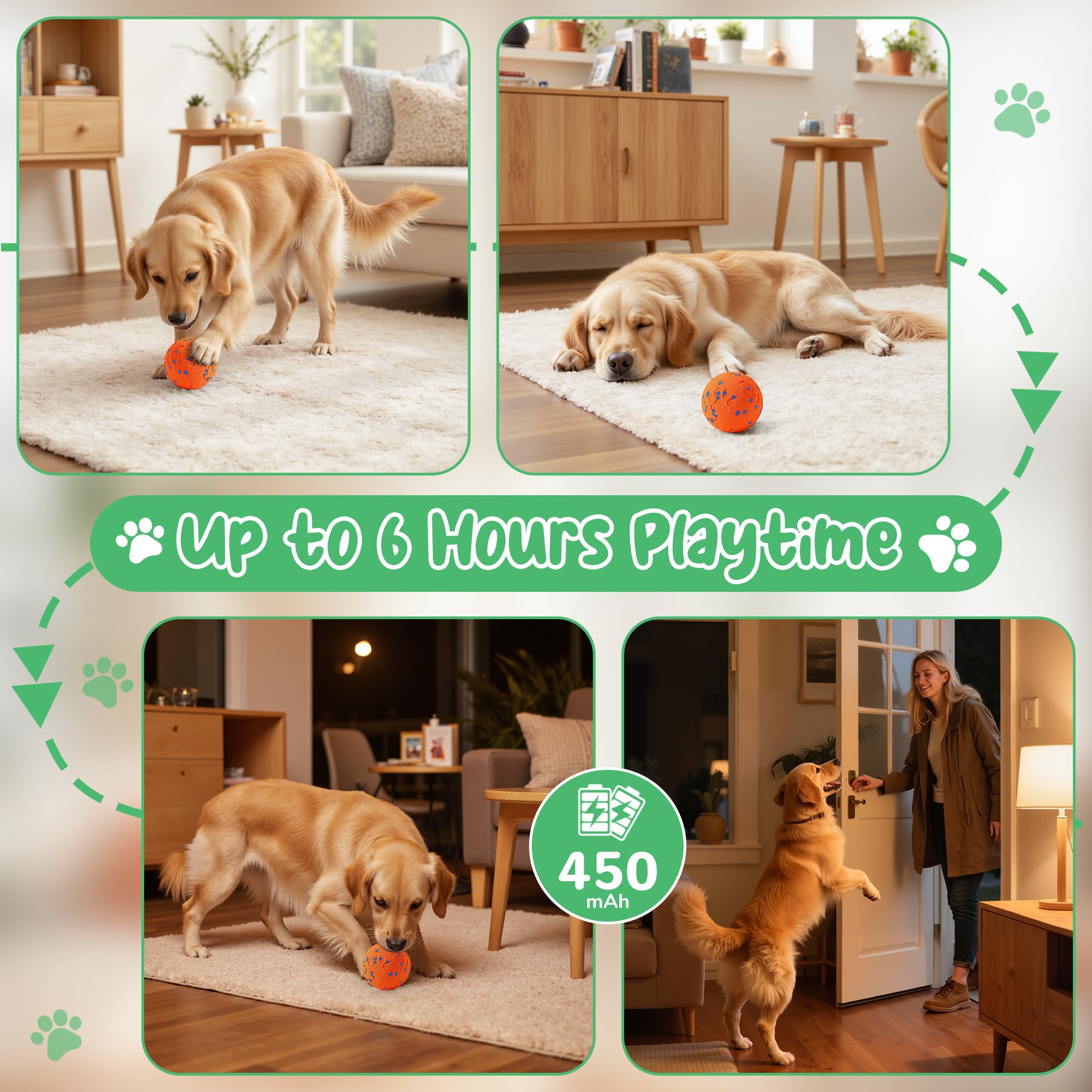 Juguetes interactivos inteligentes para perros, bola vibratoria para perros, juguetes masticables para perros, bolas para perros, carcasa a prueba de masticación, movimiento automático